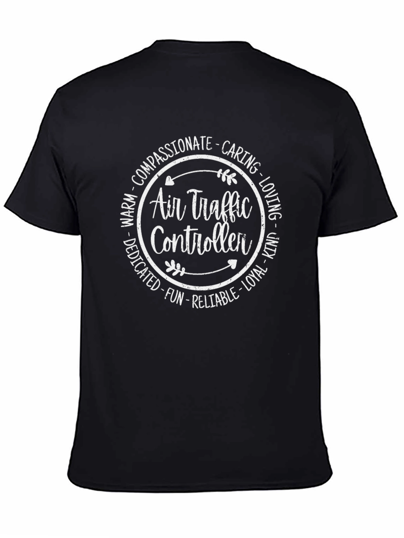 Black Air Traffic Controller Graphic T-Shirt - Compassionate Caring Design view 4