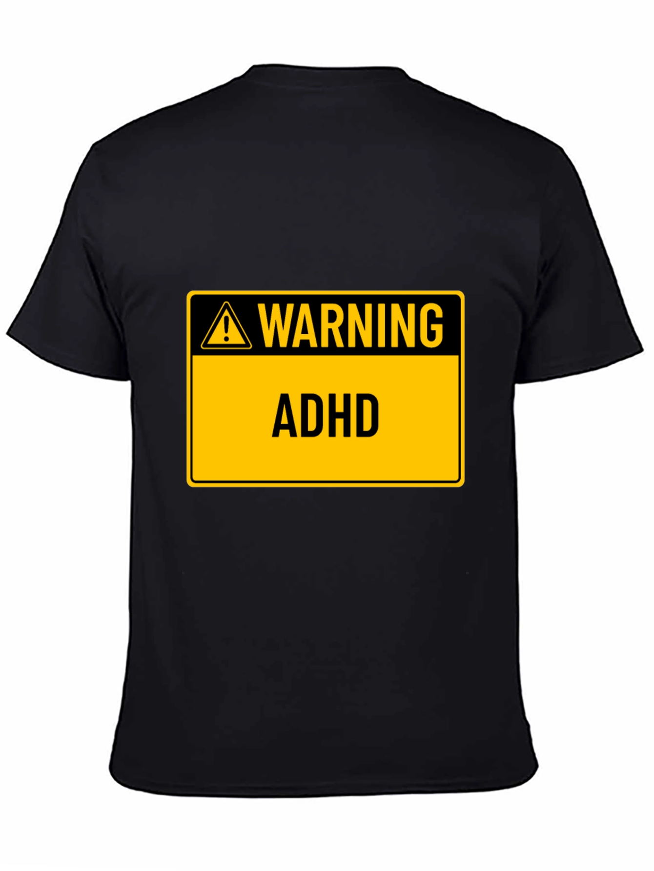 Black Warning ADHD Black T-Shirt view 4