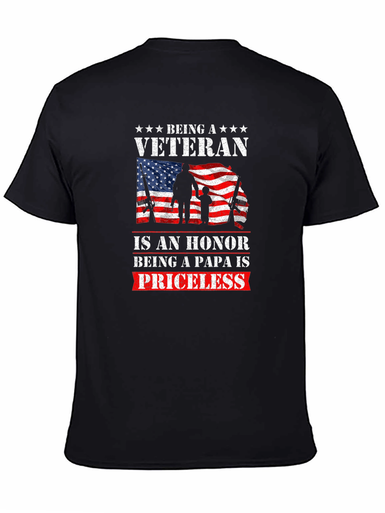 Black Veteran Papa Honor T-Shirt view 4