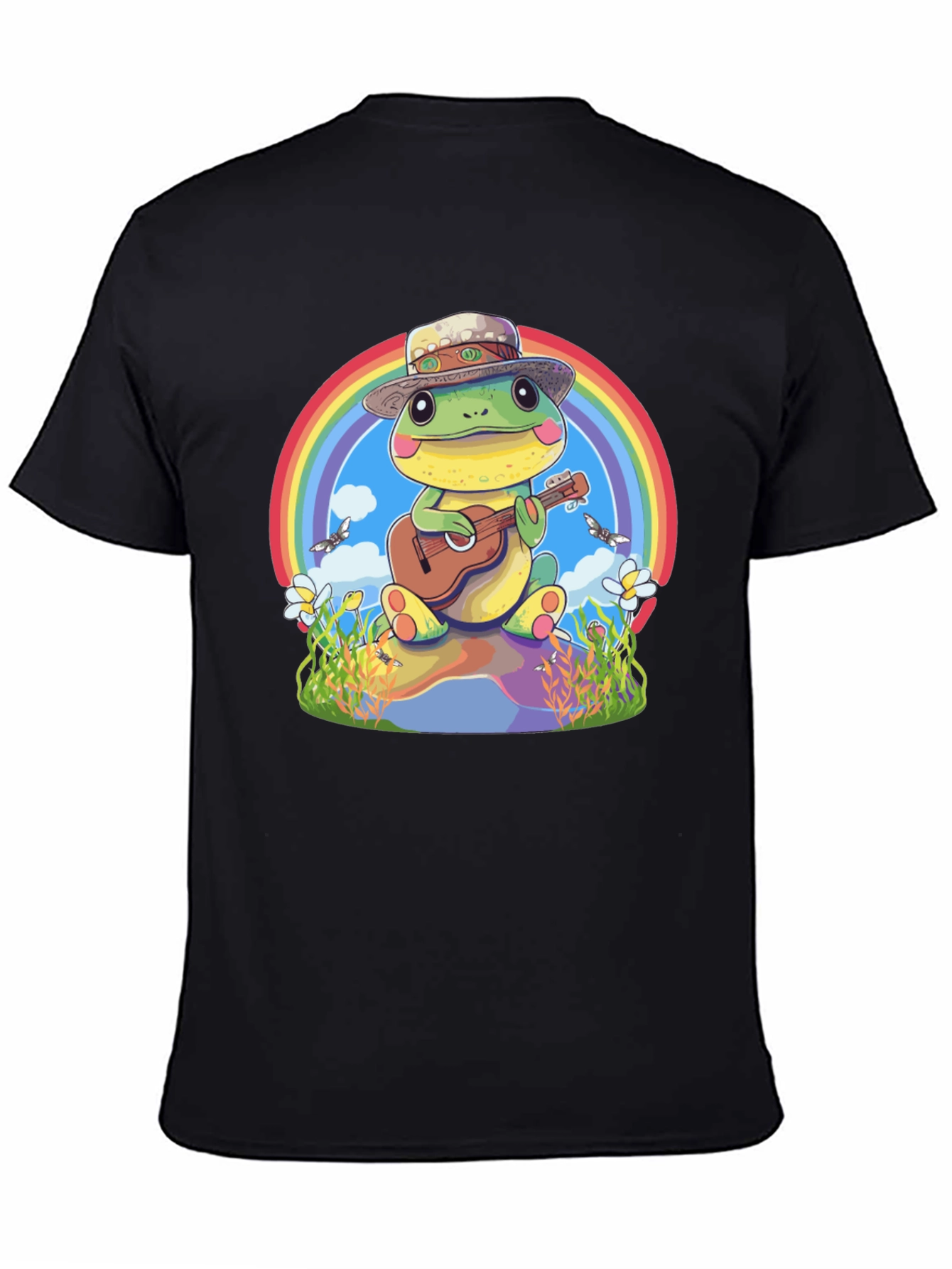 Black Frog Playing Guitar T-Shirt view 4