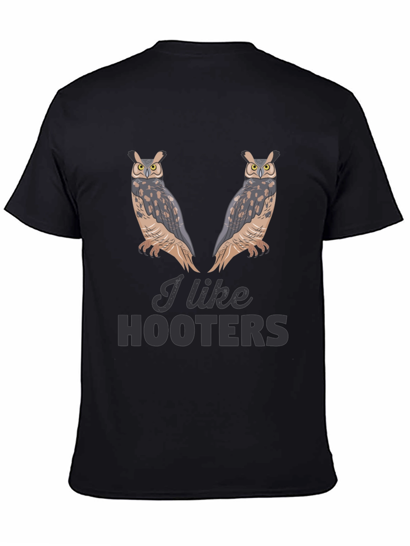 Black I Like Hooters Owl Graphic Black T-Shirt view 4