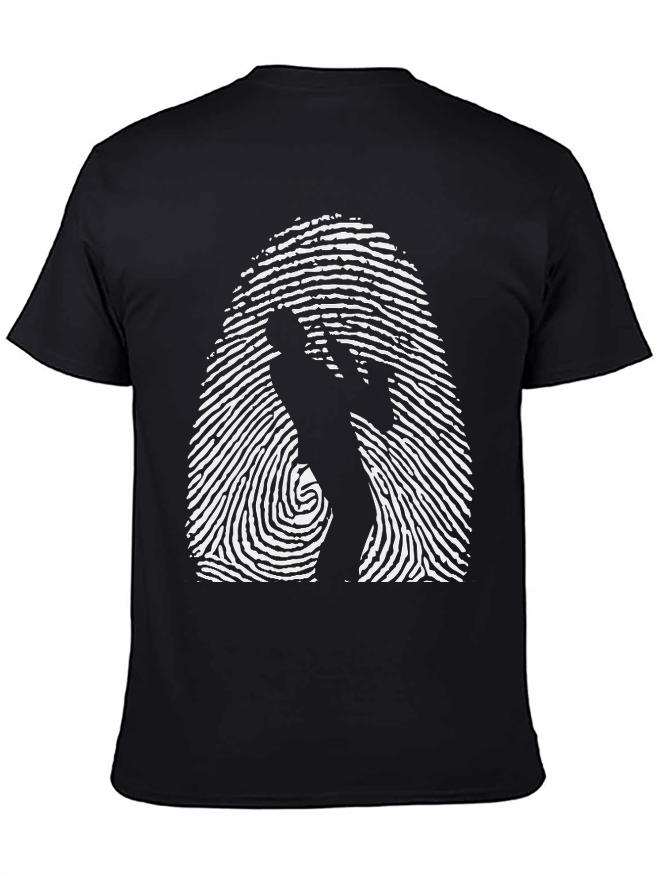 Black Fingerprint Saxophone T-Shirt - Unique Music Tee view 4