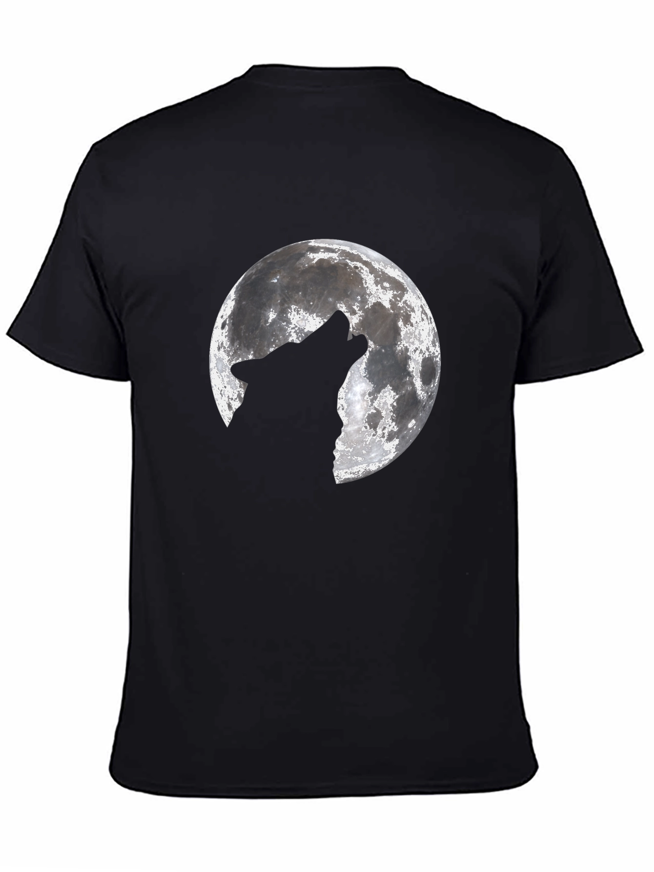 Black Wolf Howling at Moon Graphic Black T-Shirt view 4