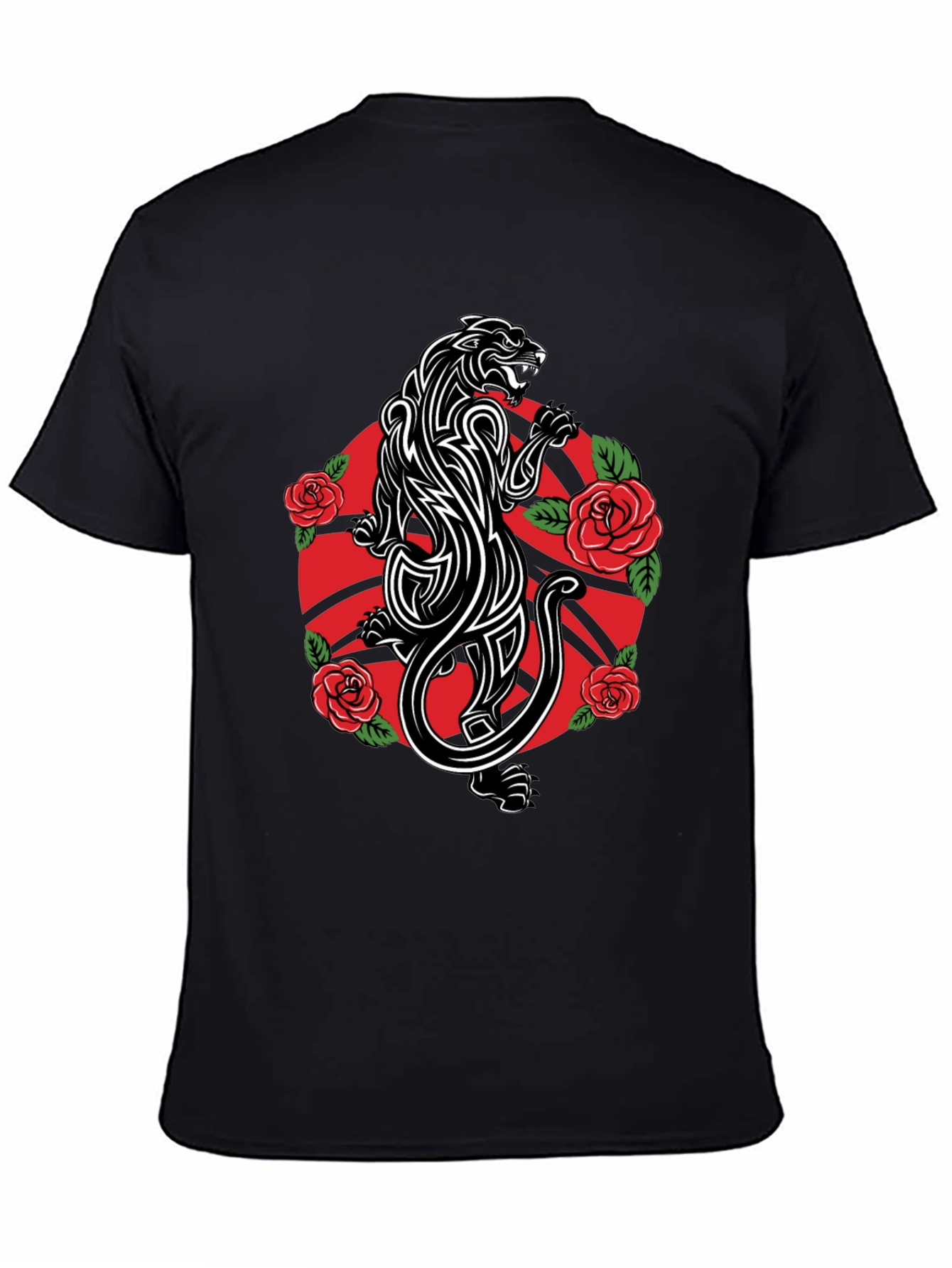 Black Panther & Roses Graphic Tee - Black view 4