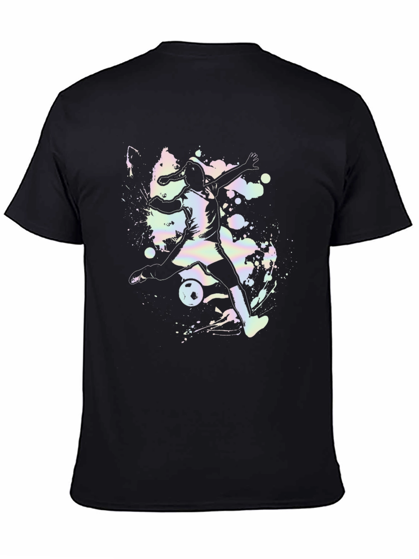 Black Soccer Girl Graphic Tee - Black Cotton Casual Shirt view 4
