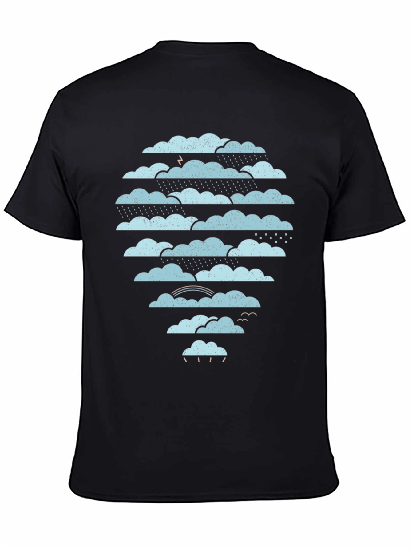 Black Cloudscape Graphic Tee - Weather Pattern Black T-Shirt view 4