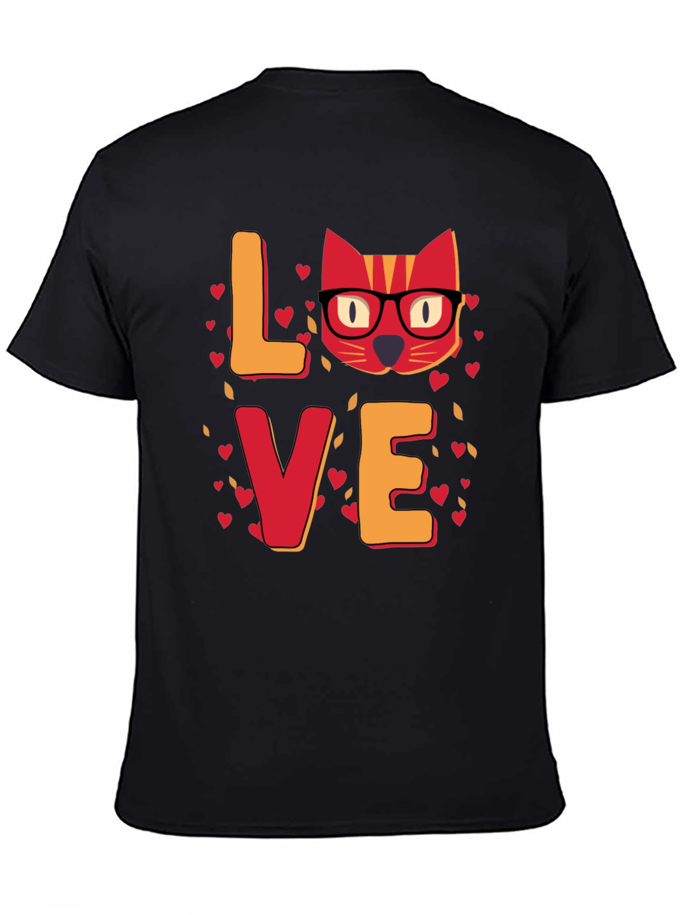 Black Love Cat T-Shirt - Unique Valentine's Day Gift for Cat Lovers view 4