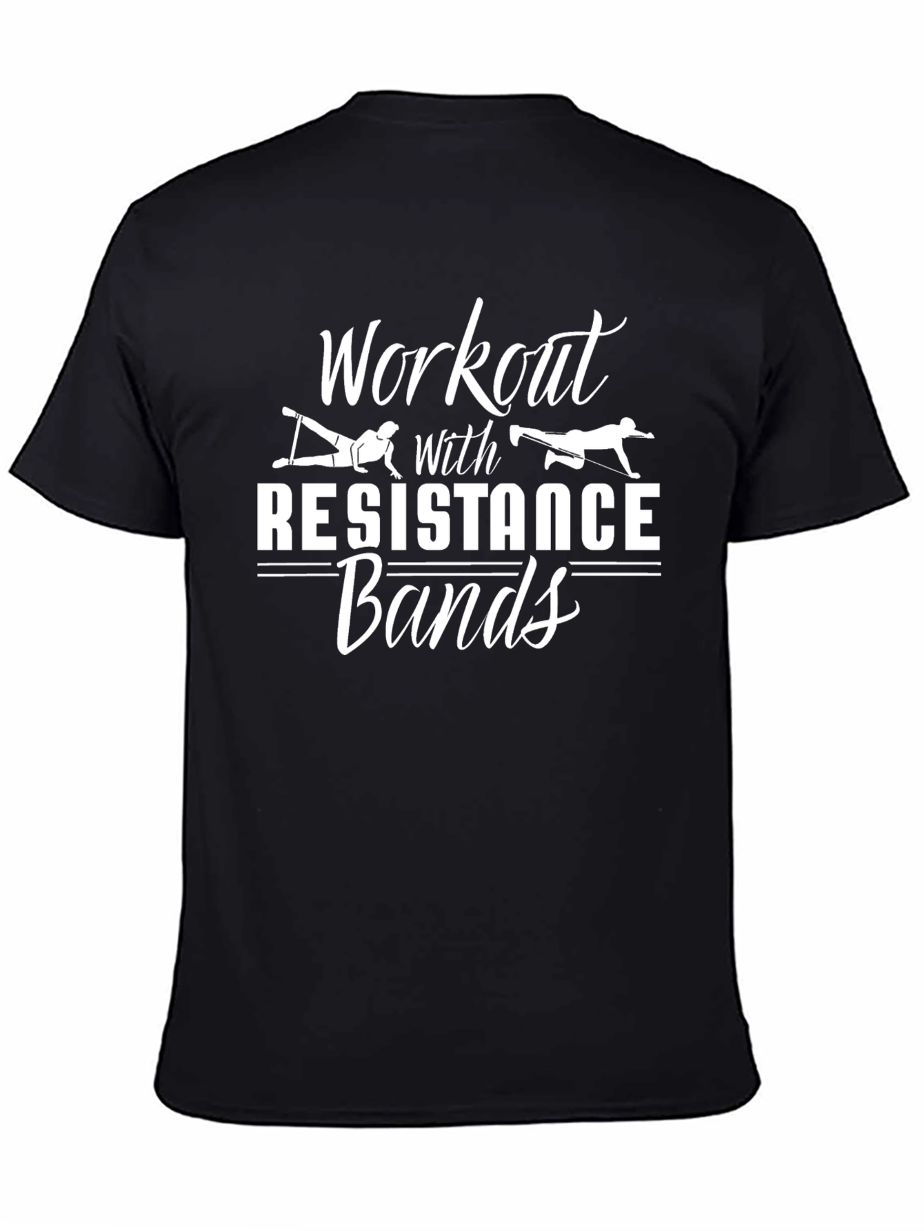 Black Workout with Resistance Bands Graphic T-Shirt view 4