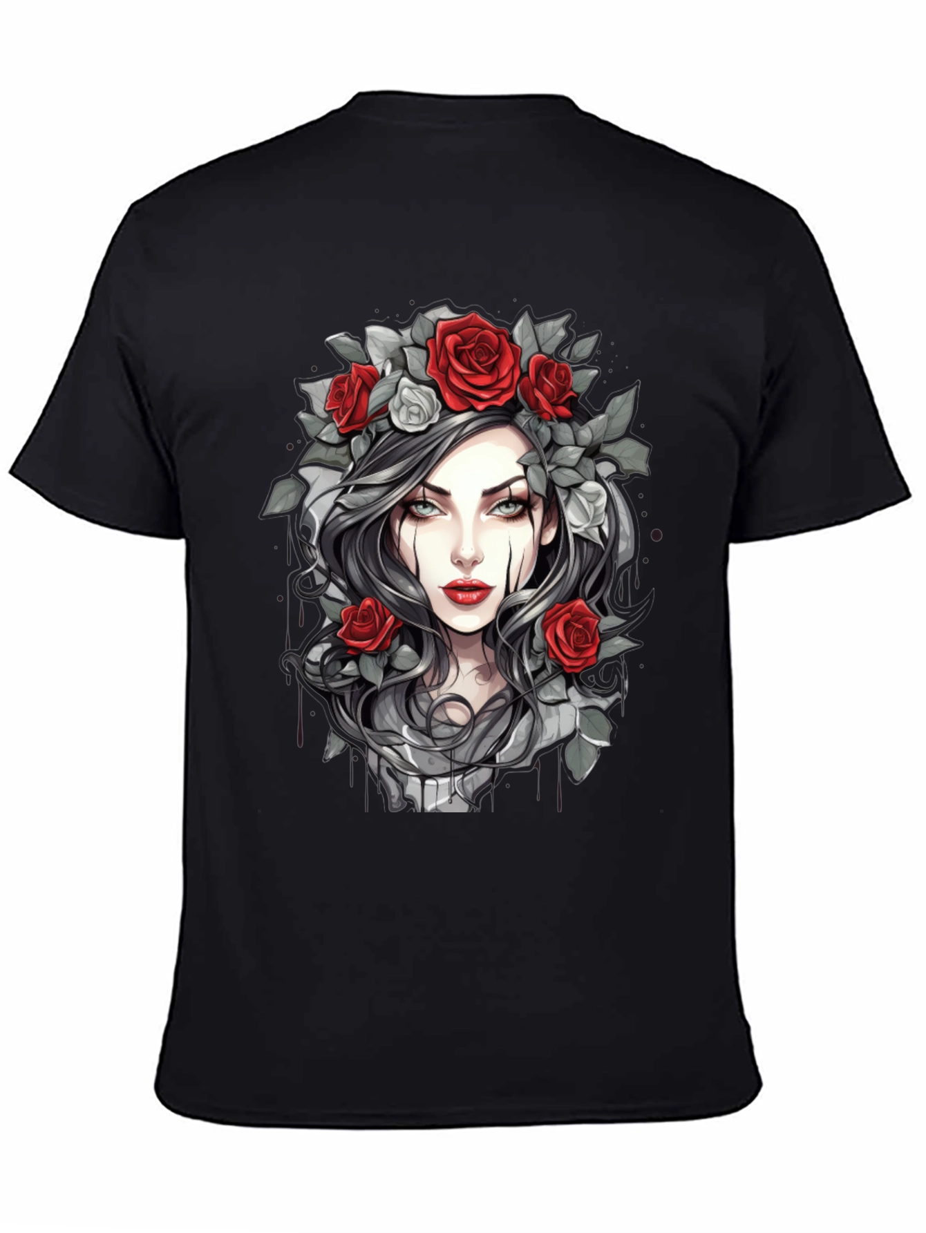 Black Gothic Rose T-Shirt - Dark Beauty Tee view 4