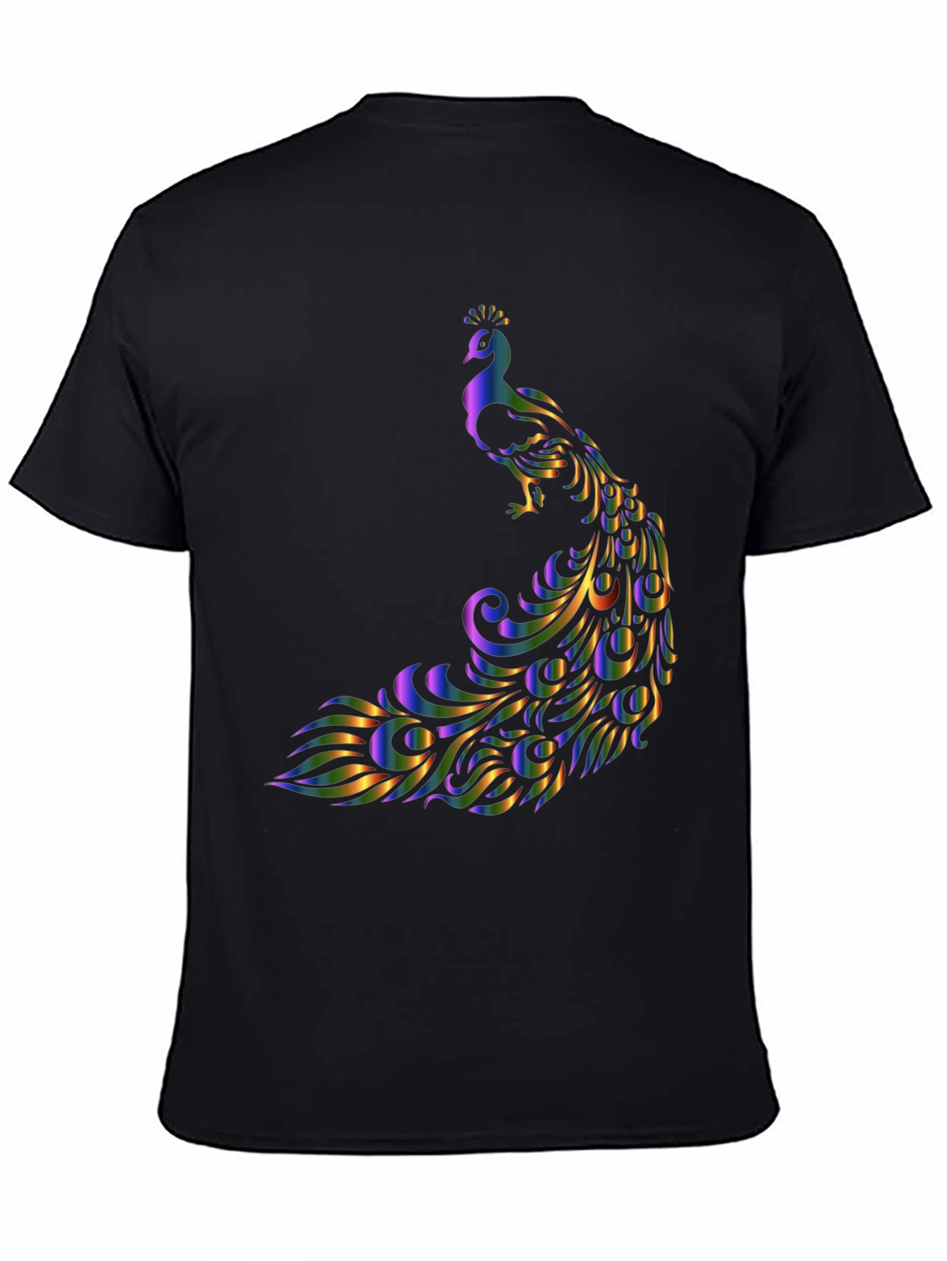 Black Peacock Graphic T-Shirt - Stylish and Eye-Catching Design view 4