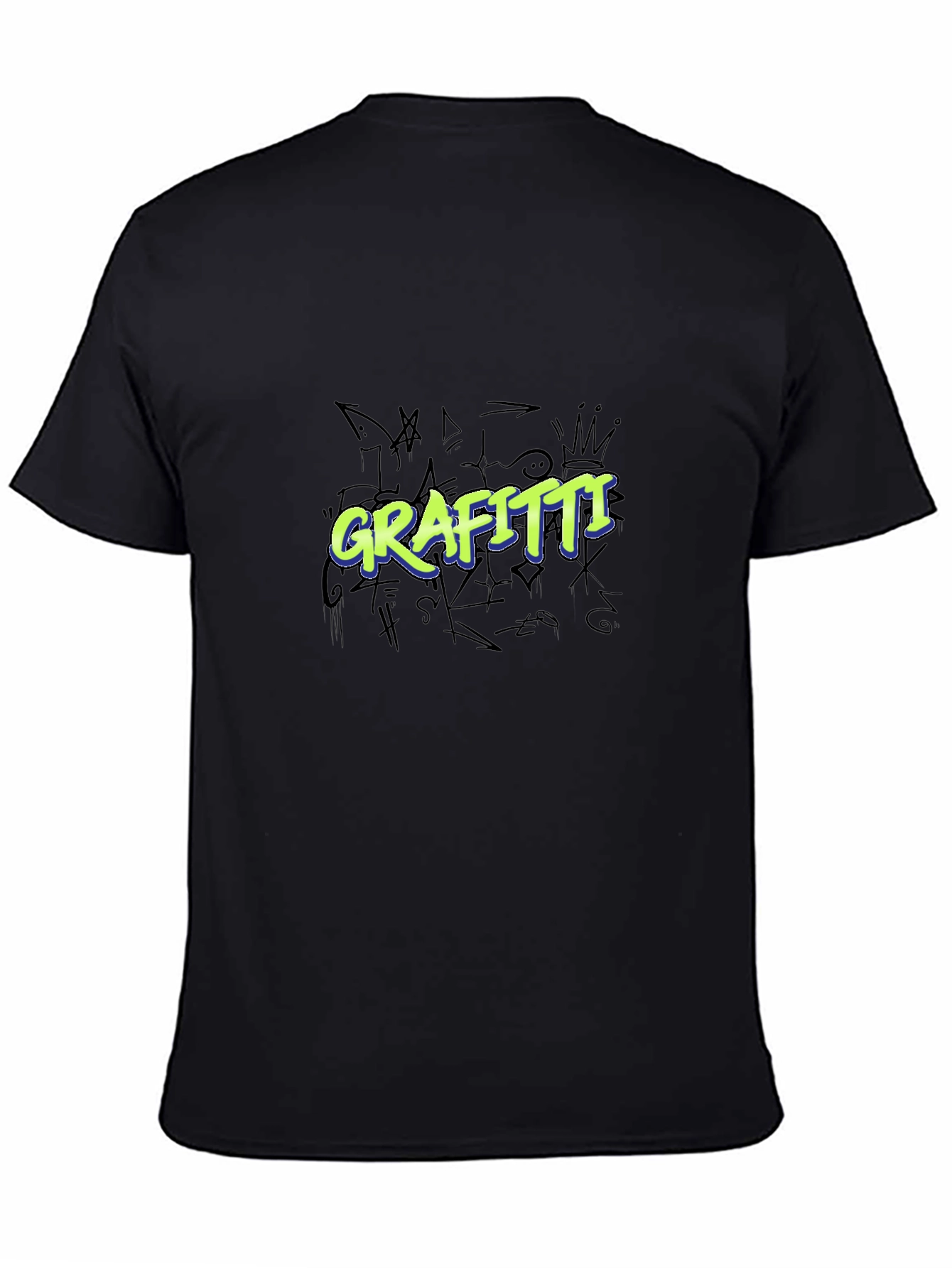 Black Graffiti T-Shirt - Black Crew Neck Tee view 4