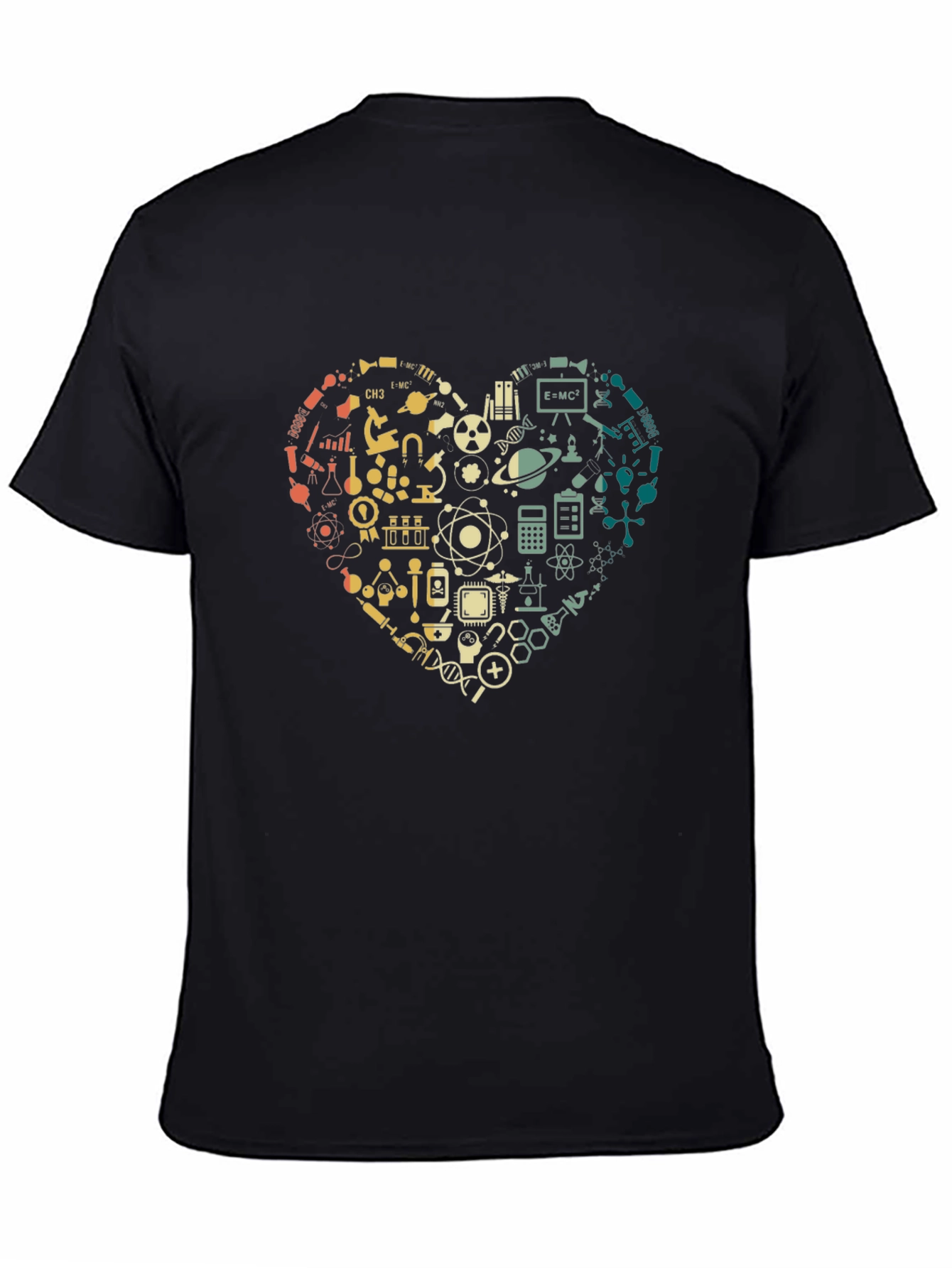 Black Science Lover Heart Graphic T-Shirt view 4