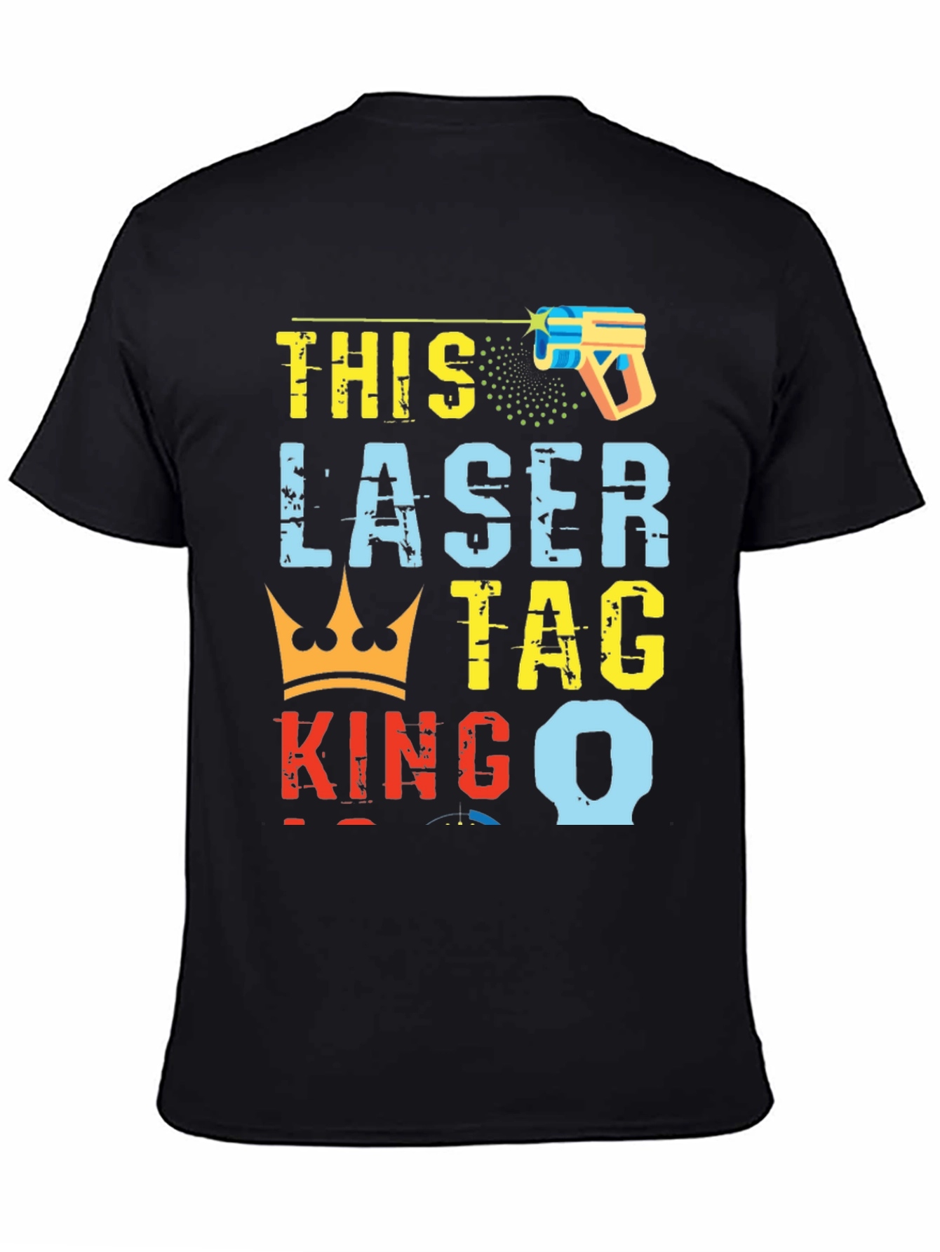 Black Laser Tag King T-Shirt - Unique Graphic Tee view 4