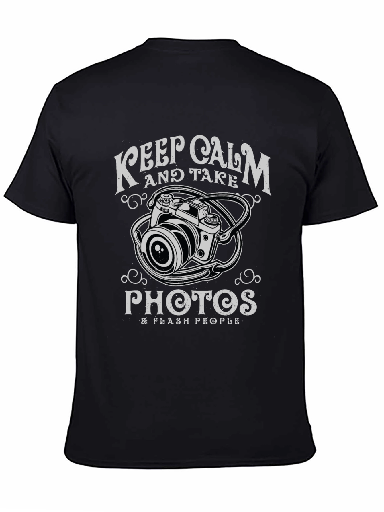 Black Keep Calm & Take Photos Black Graphic T-Shirt view 4