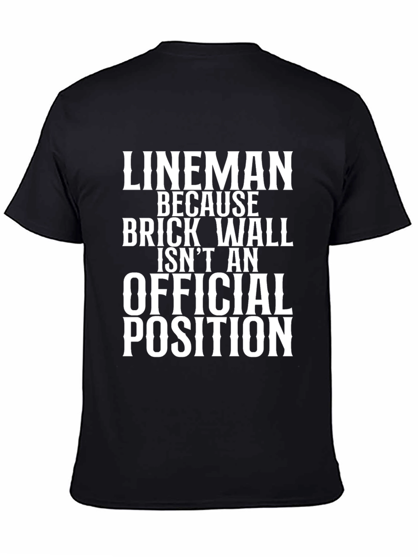 Black Lineman Brick Wall Funny Football T-Shirt view 4