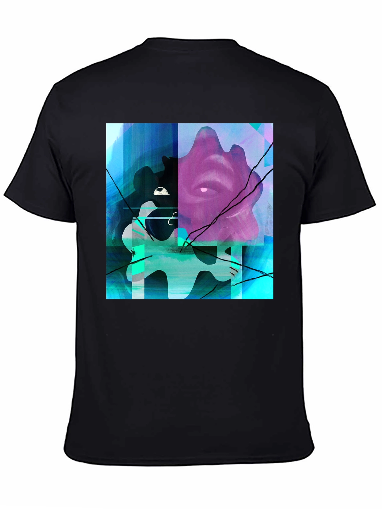 Black Abstract Graphic Print Black T-Shirt view 4