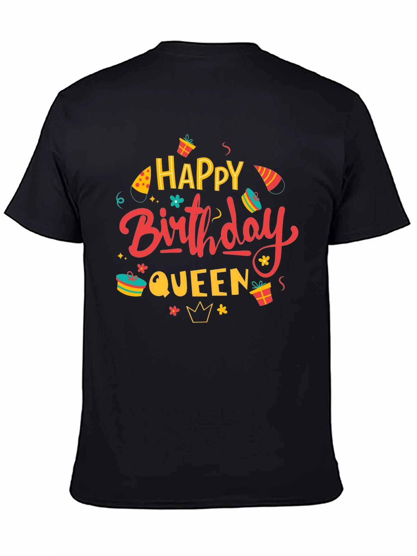 Black Happy Birthday Queen Black Graphic Tee view 4