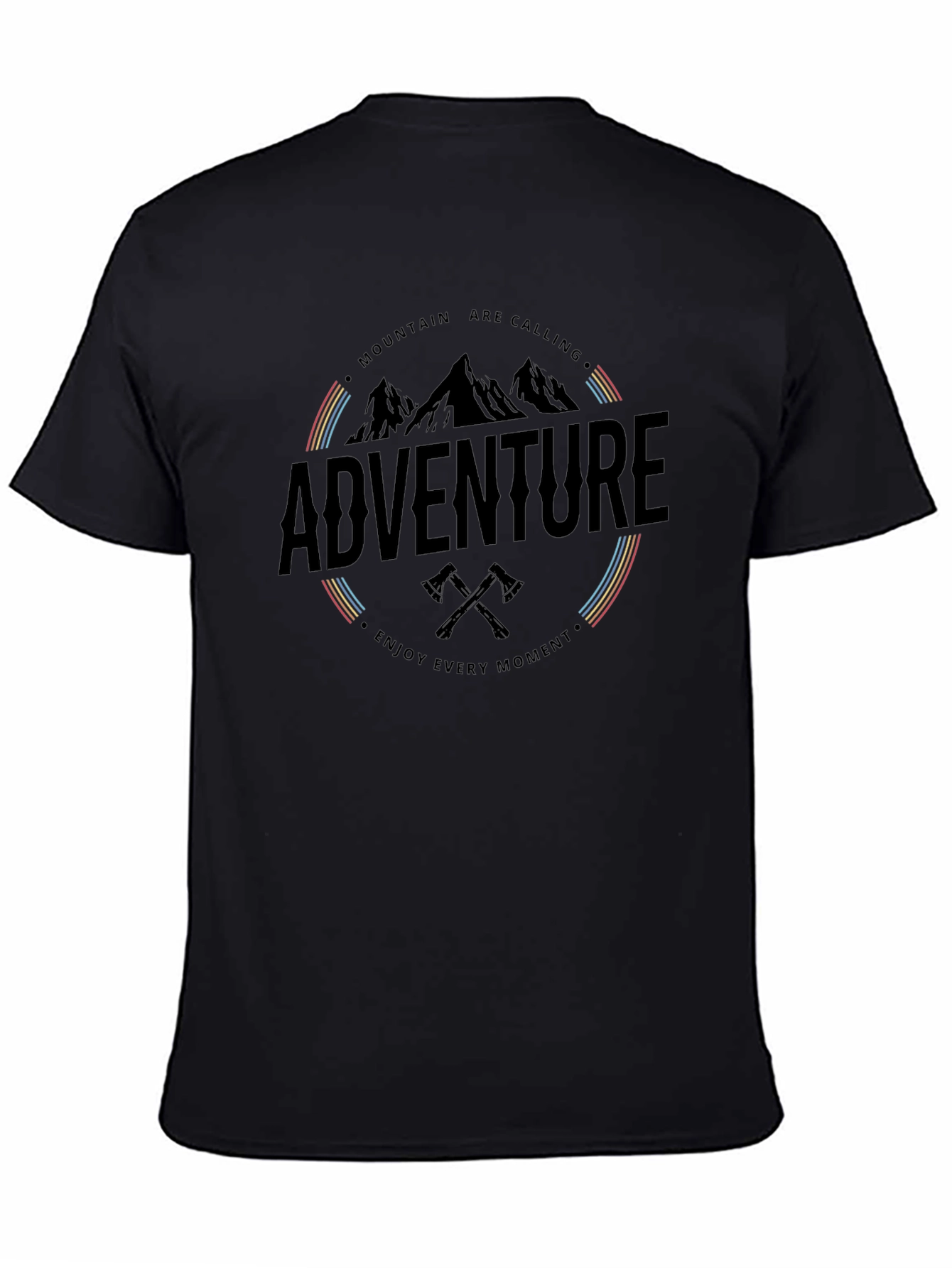Black Adventure Awaits Graphic T-Shirt - Mountain Calling Tee view 4