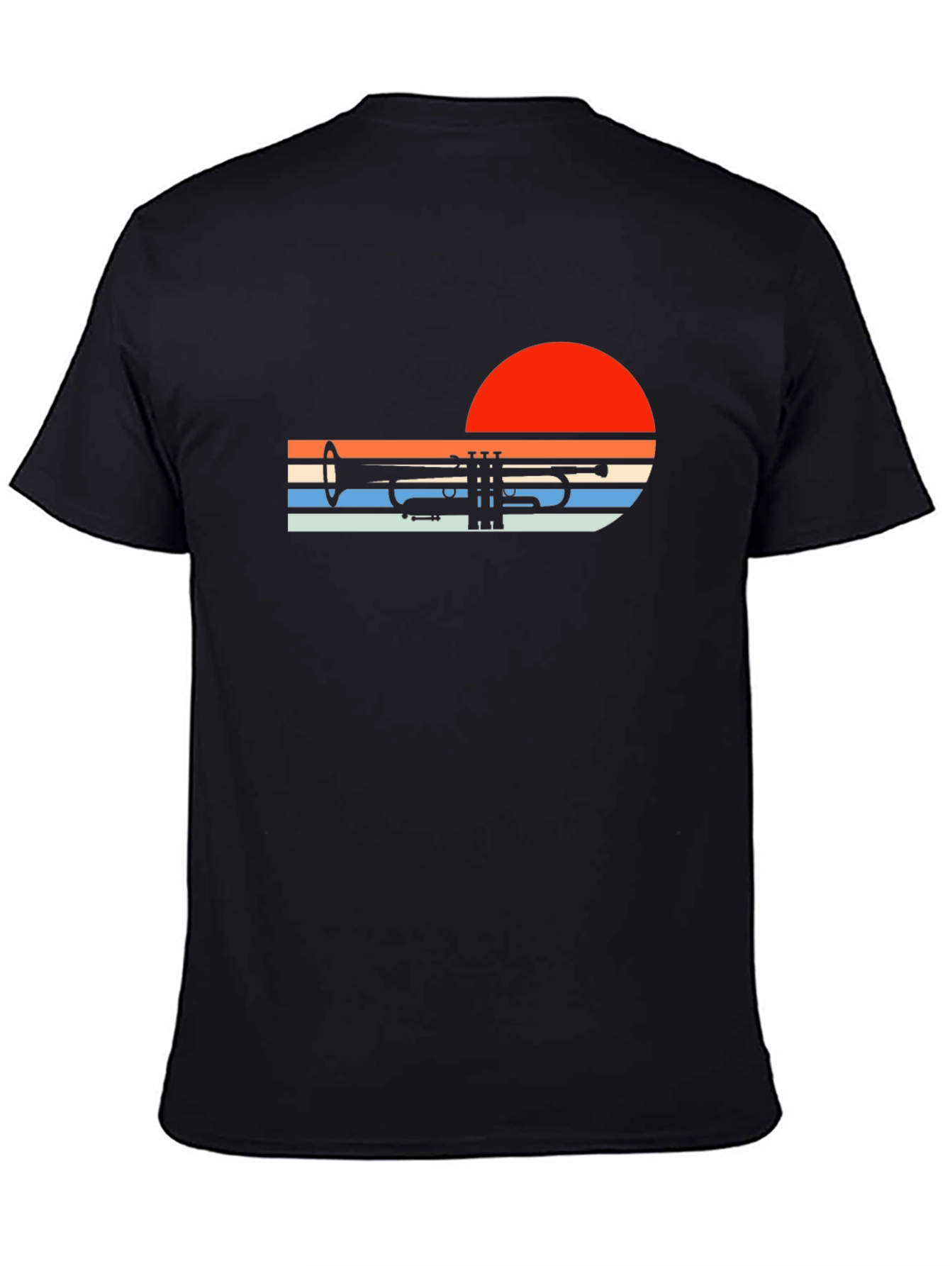 Black Sunset Trumpet Graphic Tee - Retro Music Shirt view 4