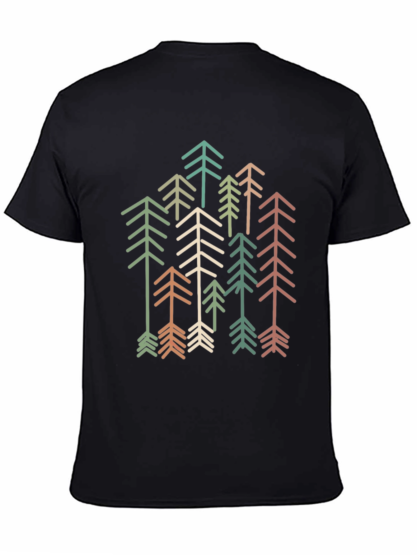 Black Retro Geometric Tree Graphic Tee - Stylish Comfort view 4
