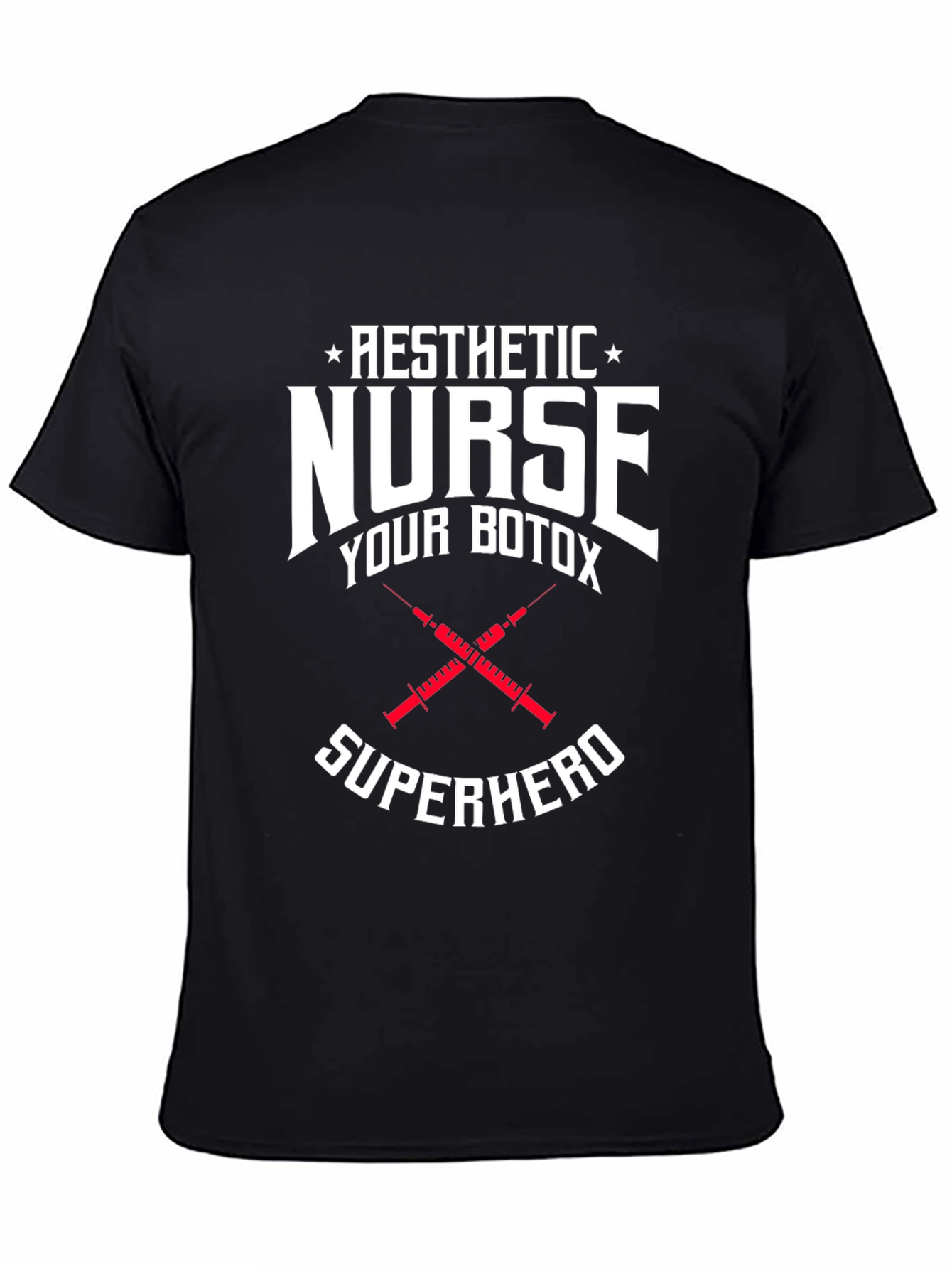 Black Aesthetic Nurse Botox Superhero Graphic T-Shirt view 4