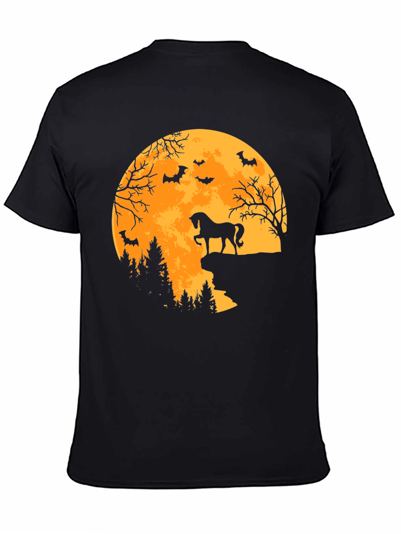 Black Halloween Horse Moon T-Shirt view 4