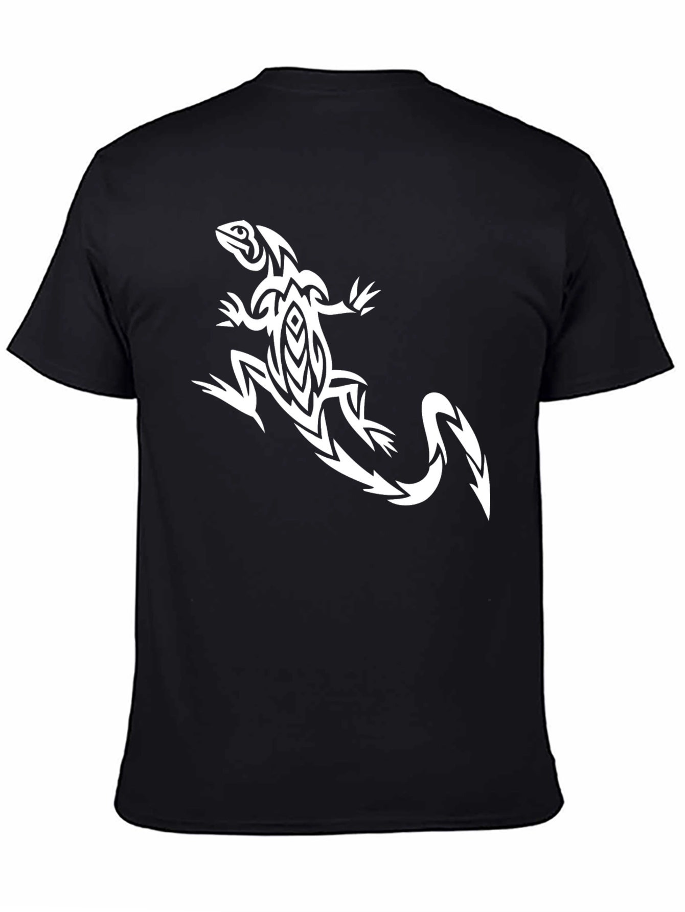 Black Tribal Lizard Graphic Tee - Black view 4