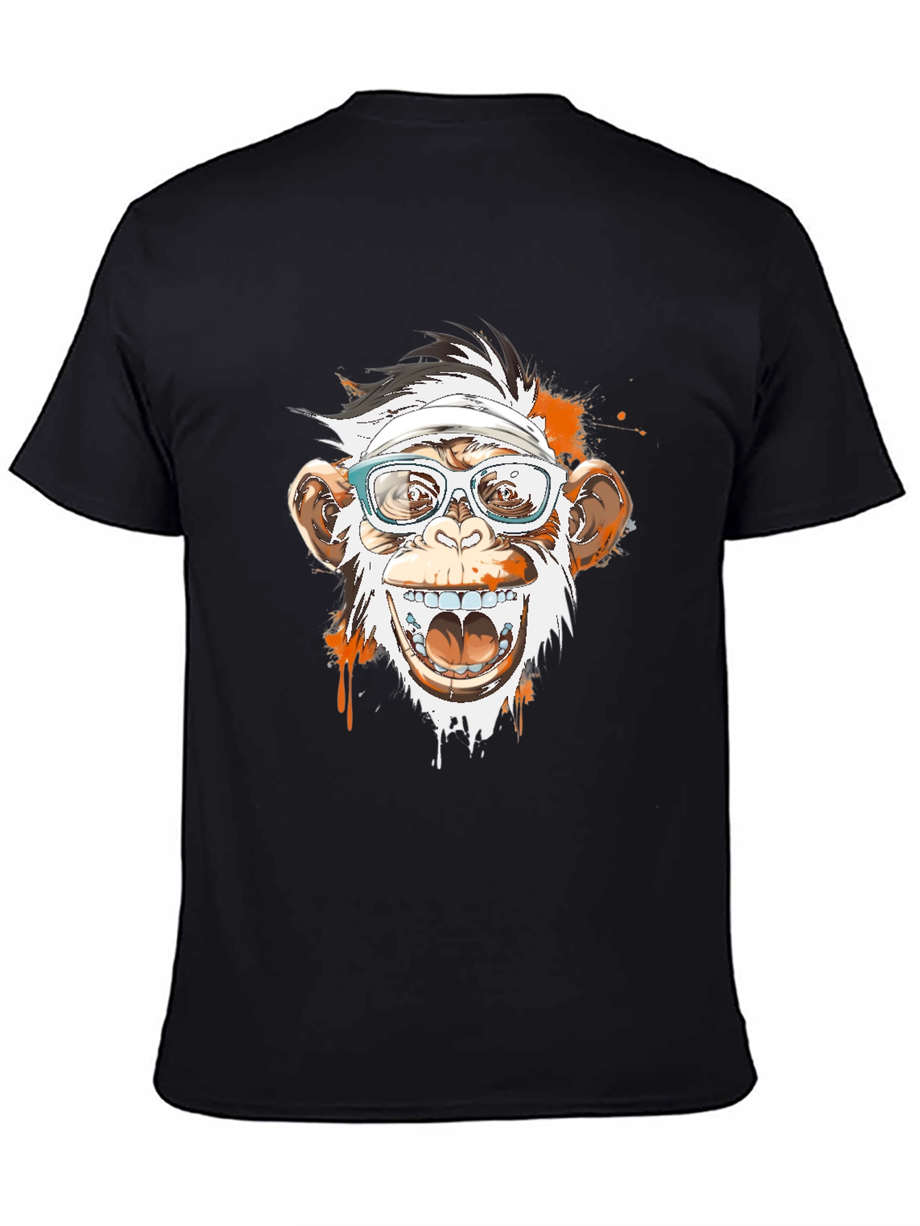 Black Monkey with Glasses Graphic T-Shirt view 4