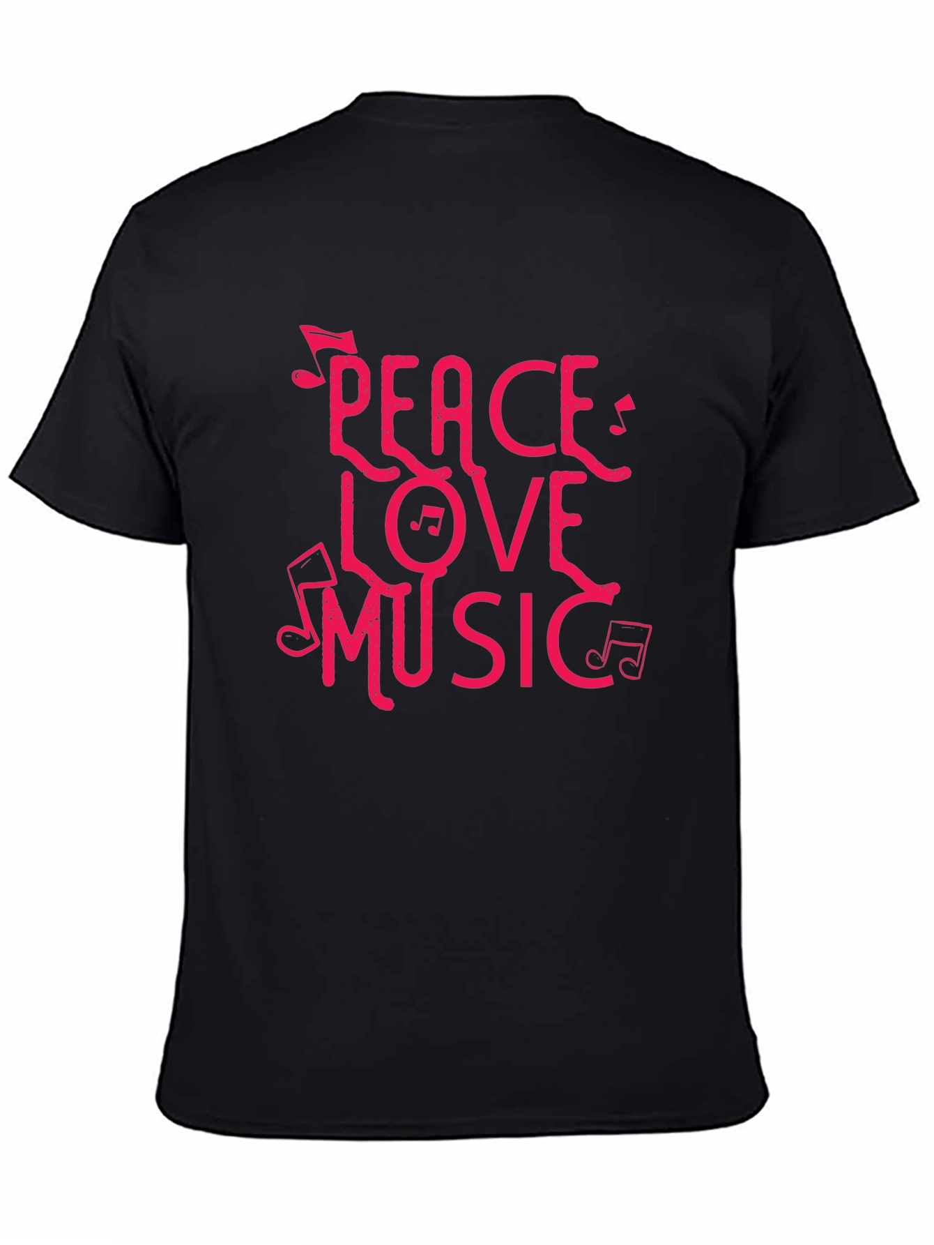Black Peace Love Music Black Graphic T-Shirt view 4