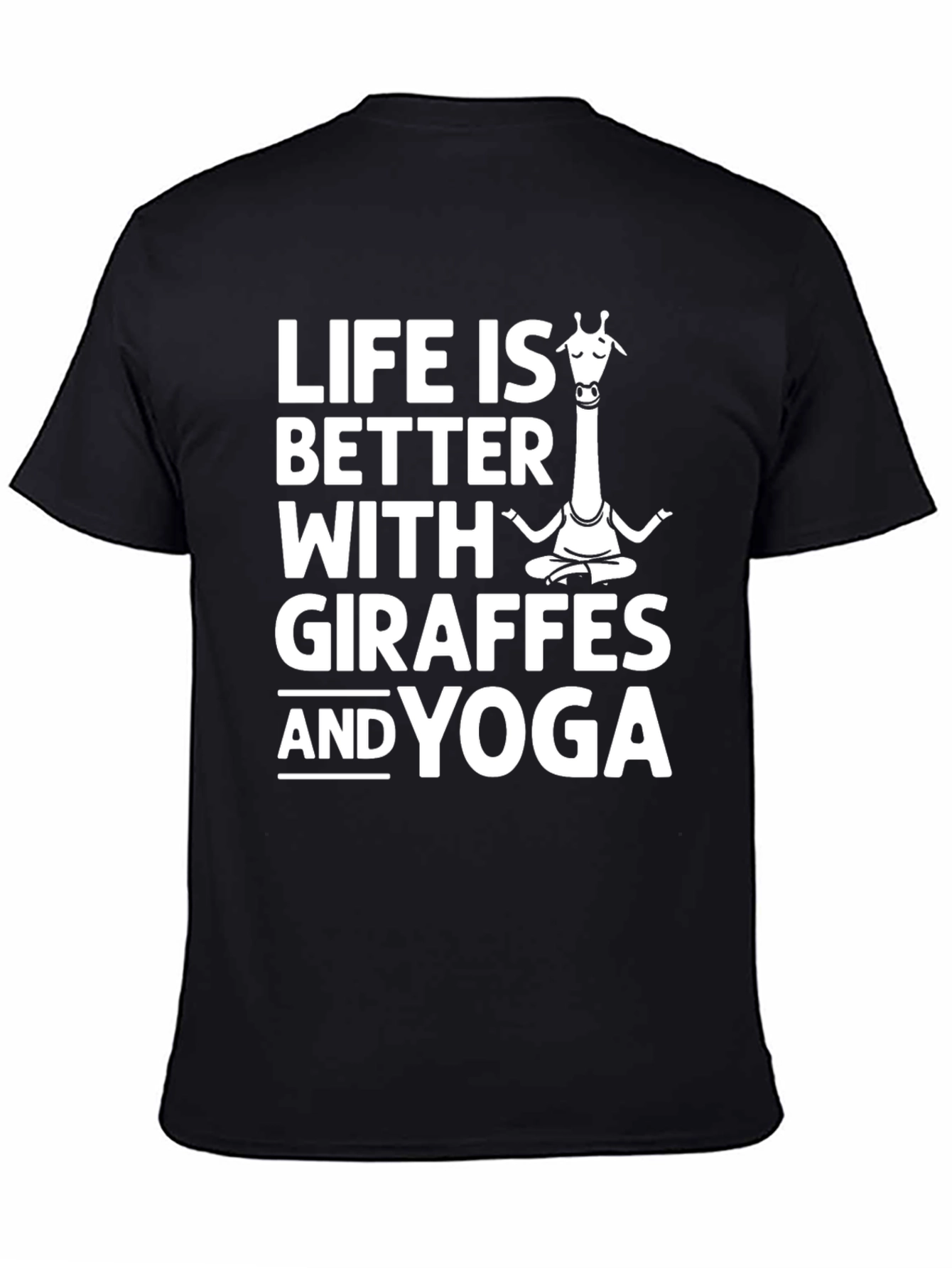 Black Giraffe Yoga T-Shirt - Life is Better With Giraffes & Yoga view 4