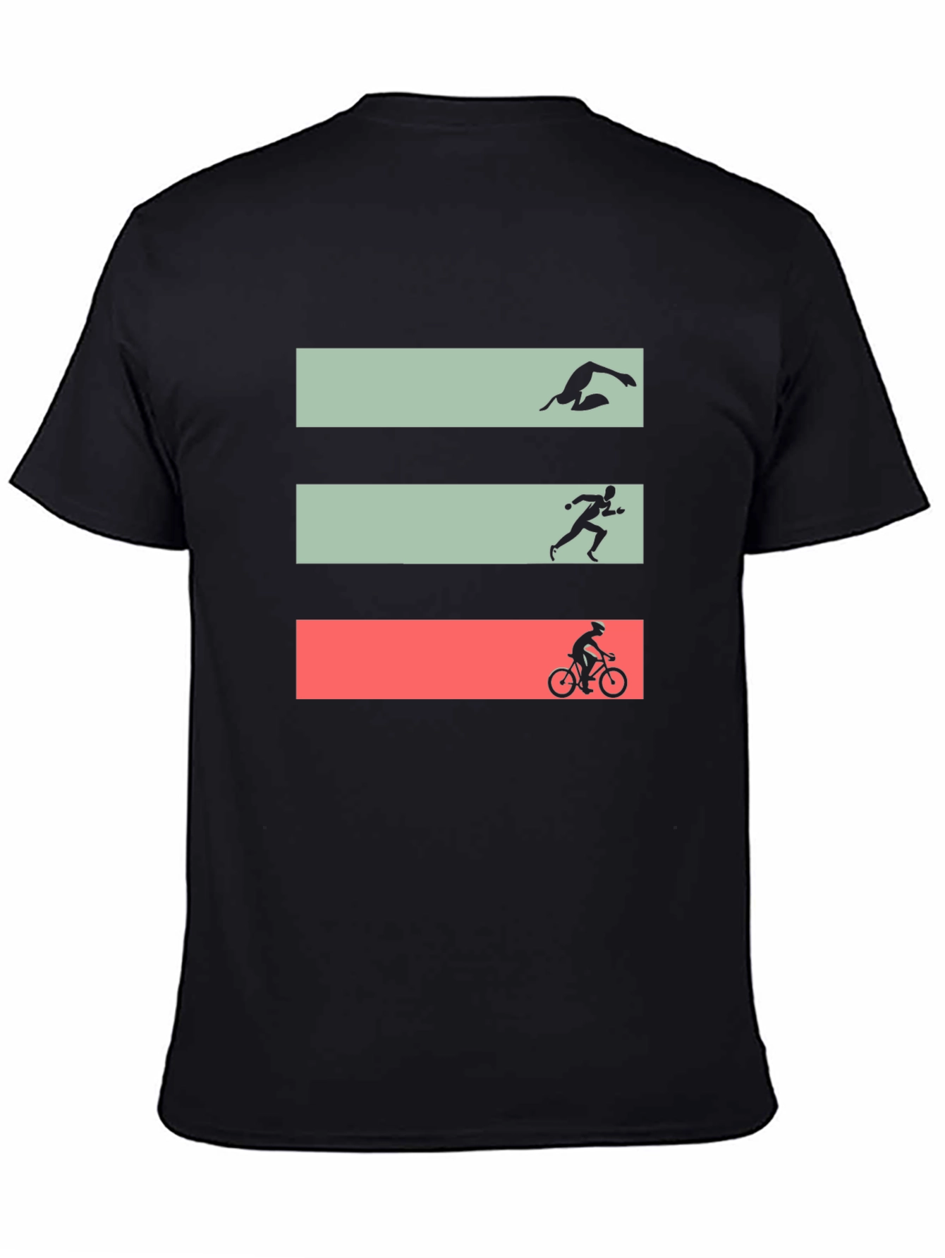 Black Triathlon T-Shirt: Swim, Run, Bike view 4