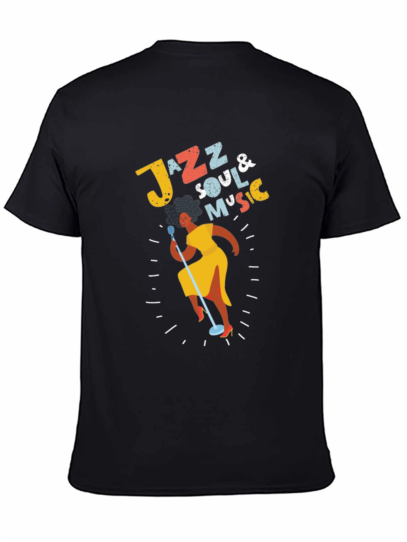 Black Jazz Soul Music T-Shirt - Retro Singer Tee view 4