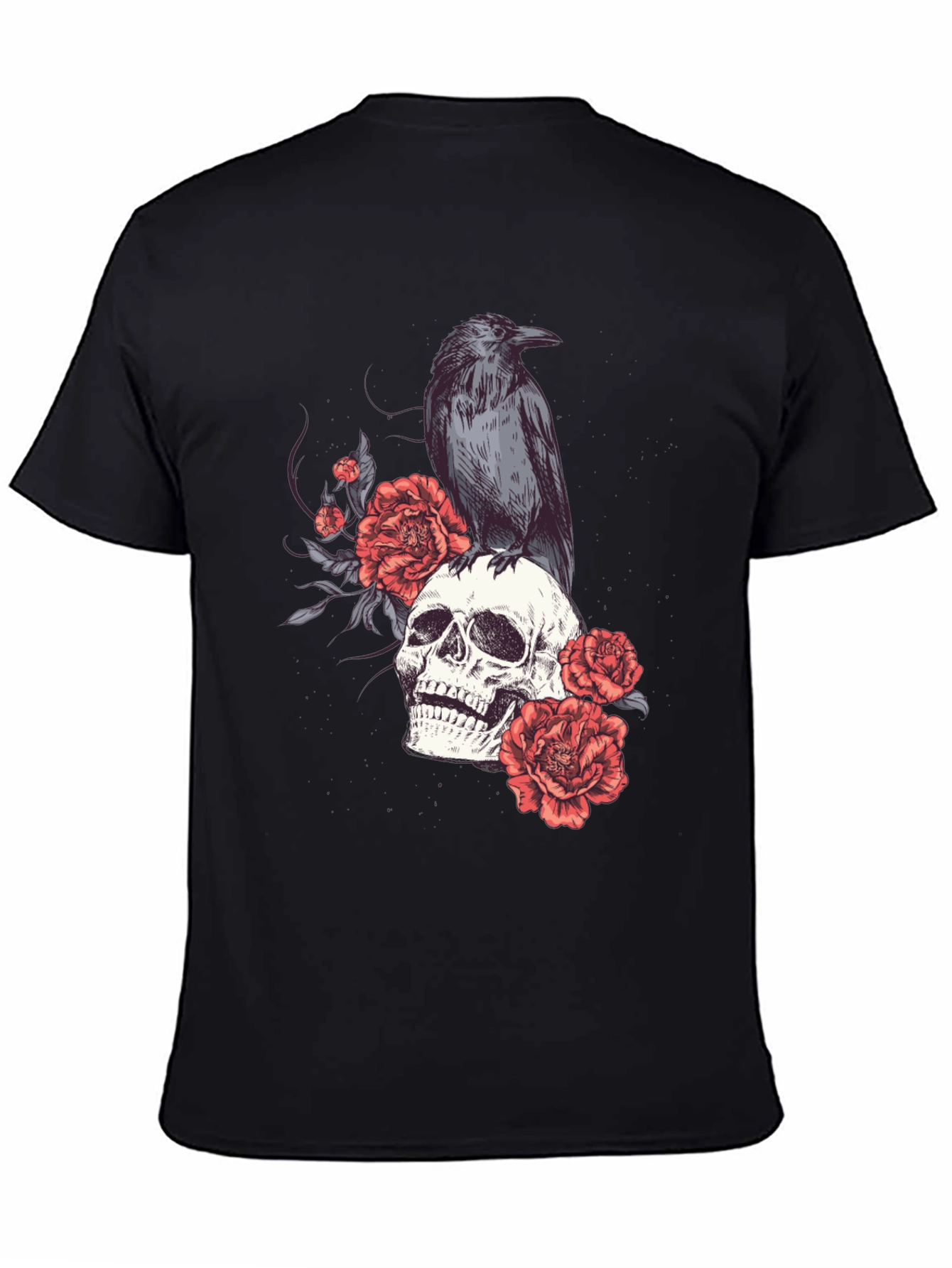 Black Skull & Raven Graphic Tee - Gothic Style view 4