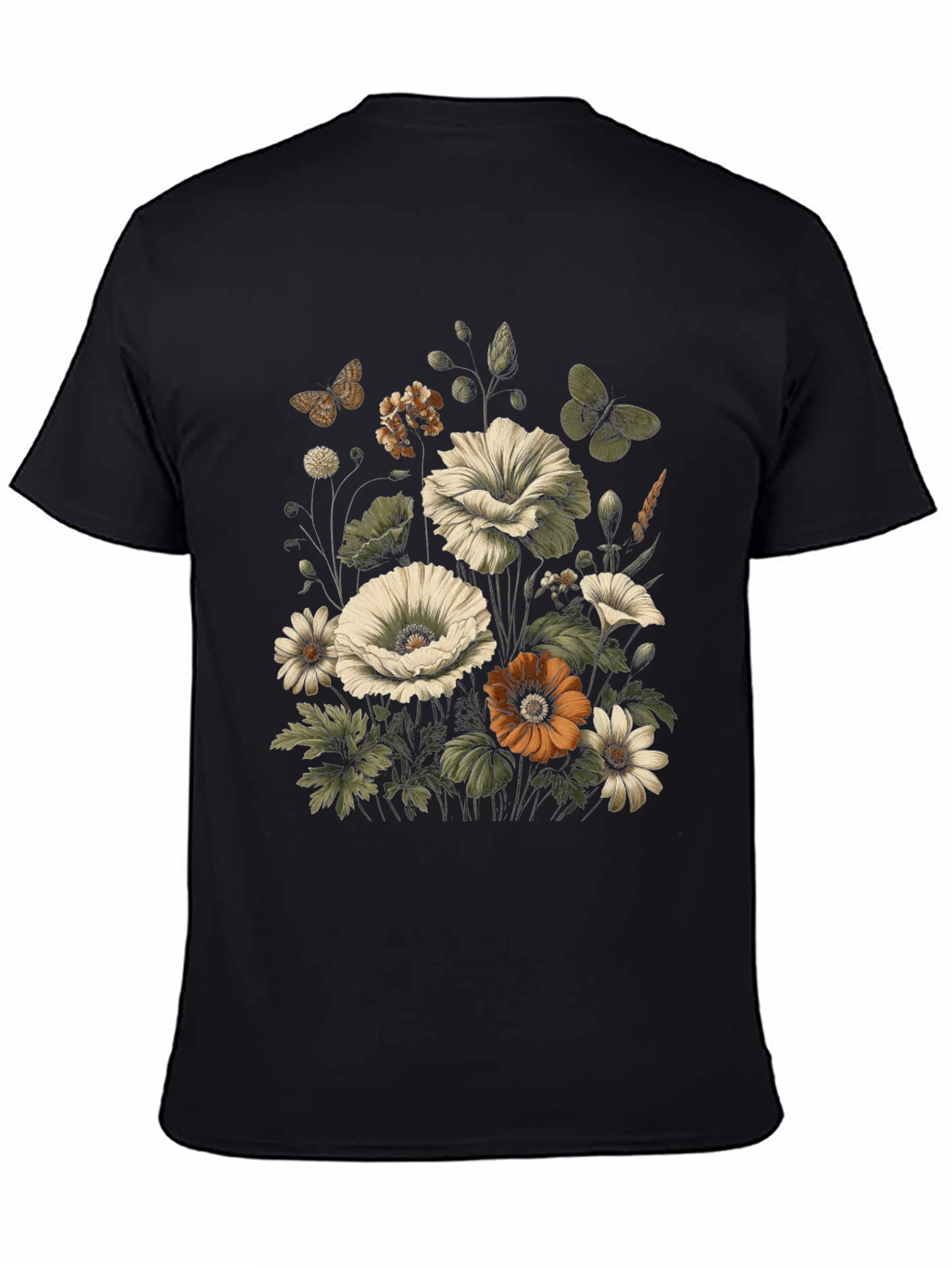 Black Floral Graphic Black T-Shirt view 4