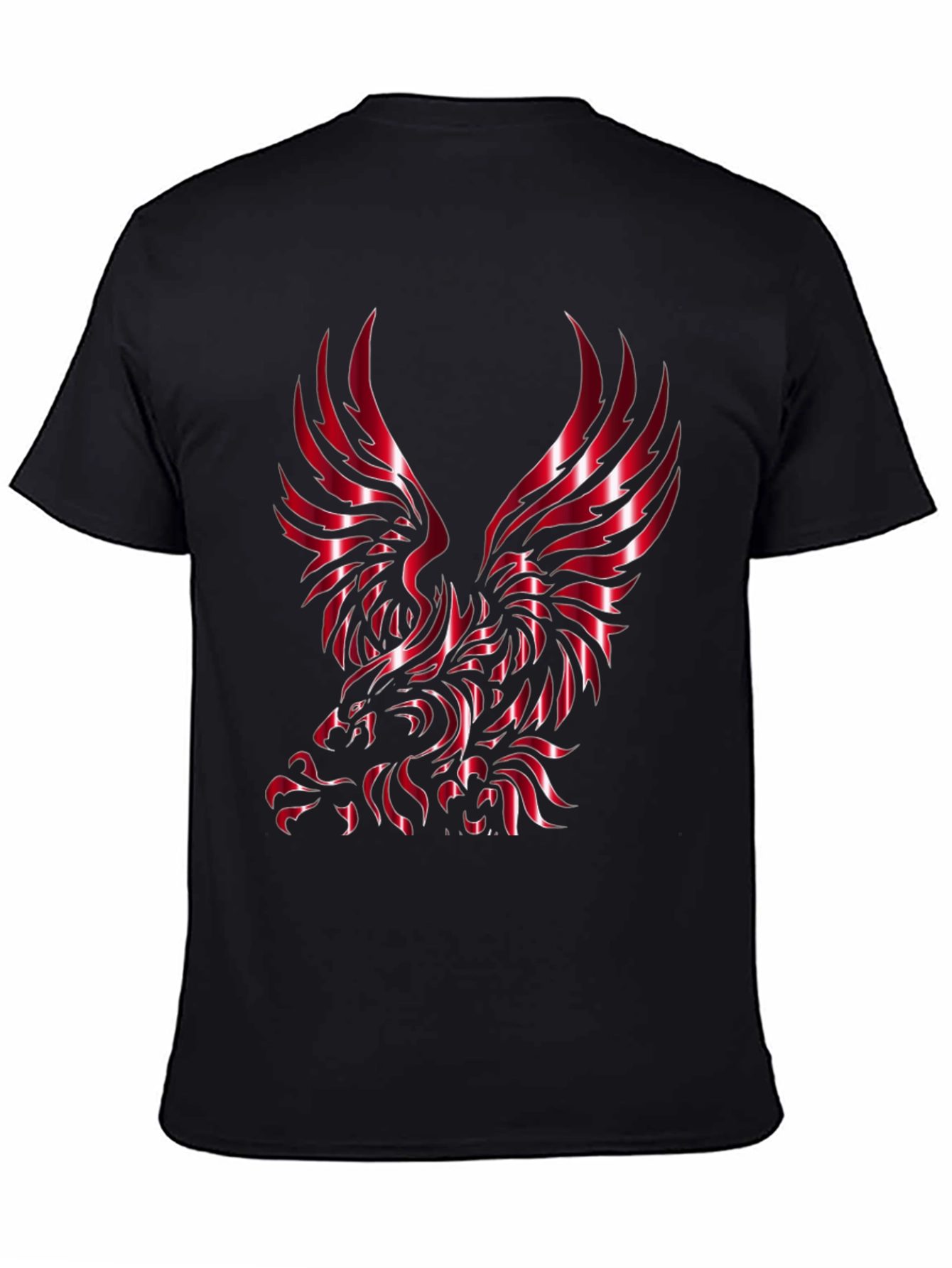 Men's Black T-Shirt with Eagle Design - 4