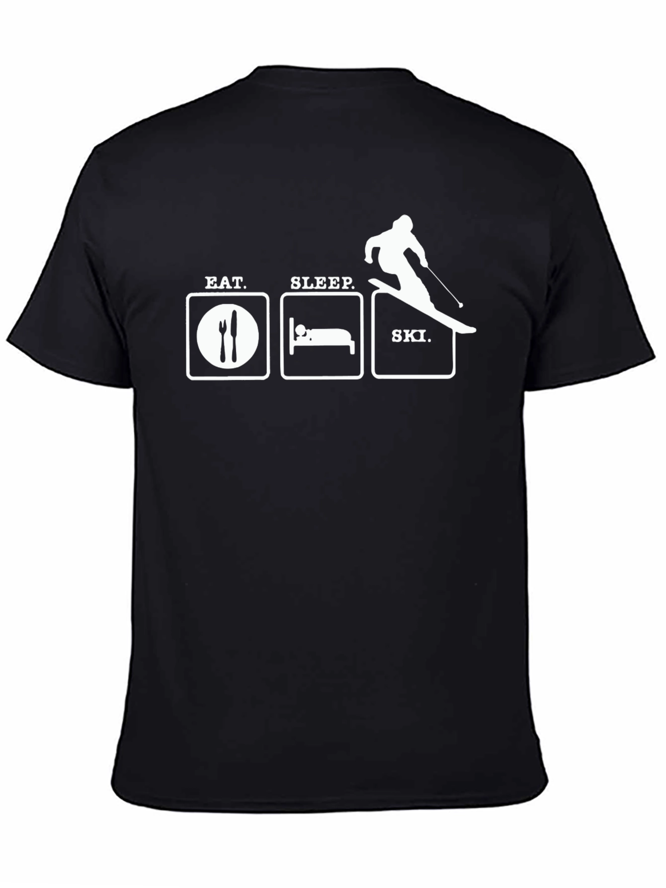 Black Eat Sleep Ski Graphic T-Shirt view 4