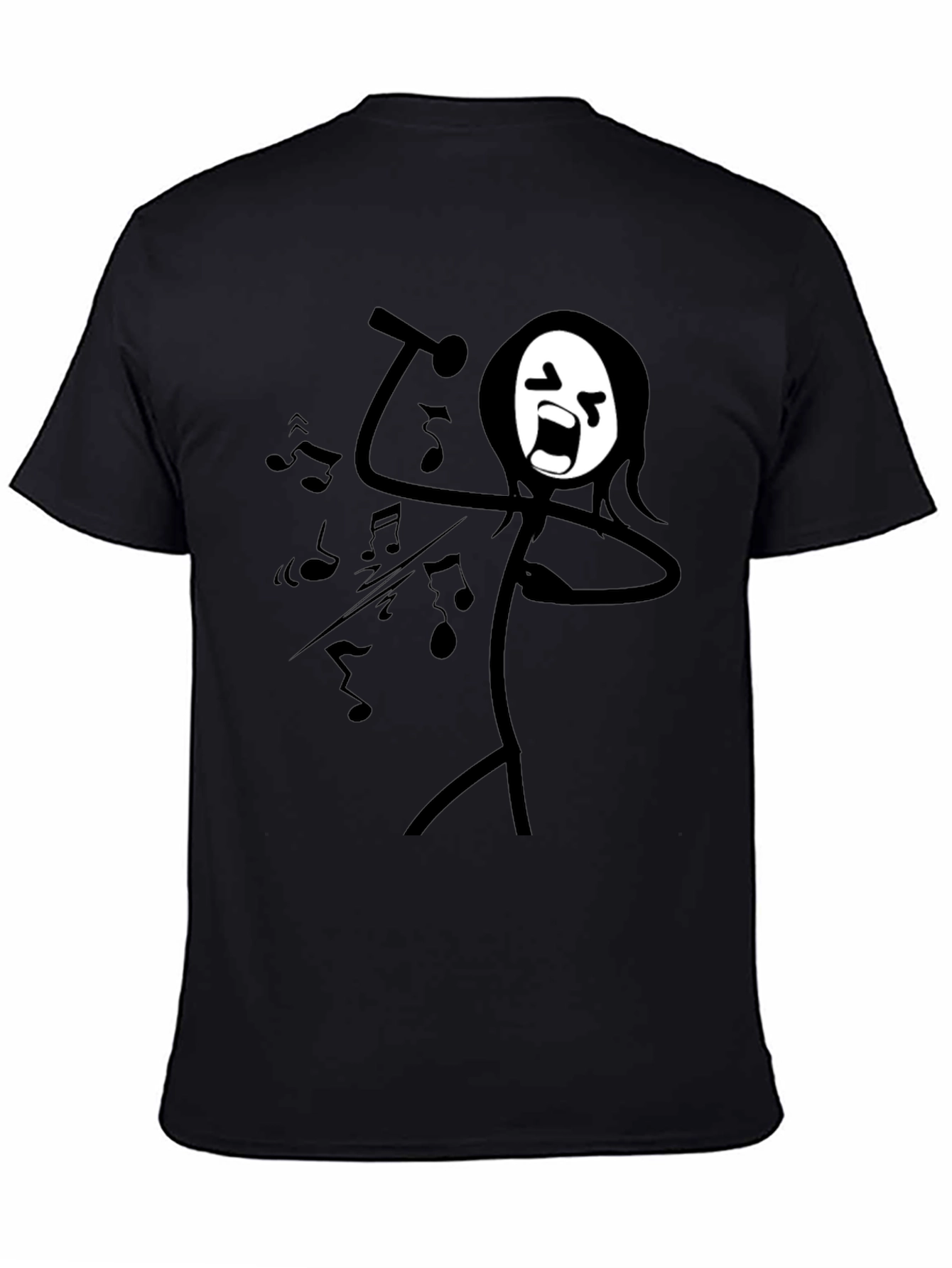 Black Singing Stick Figure Graphic Tee - Black Cotton view 4