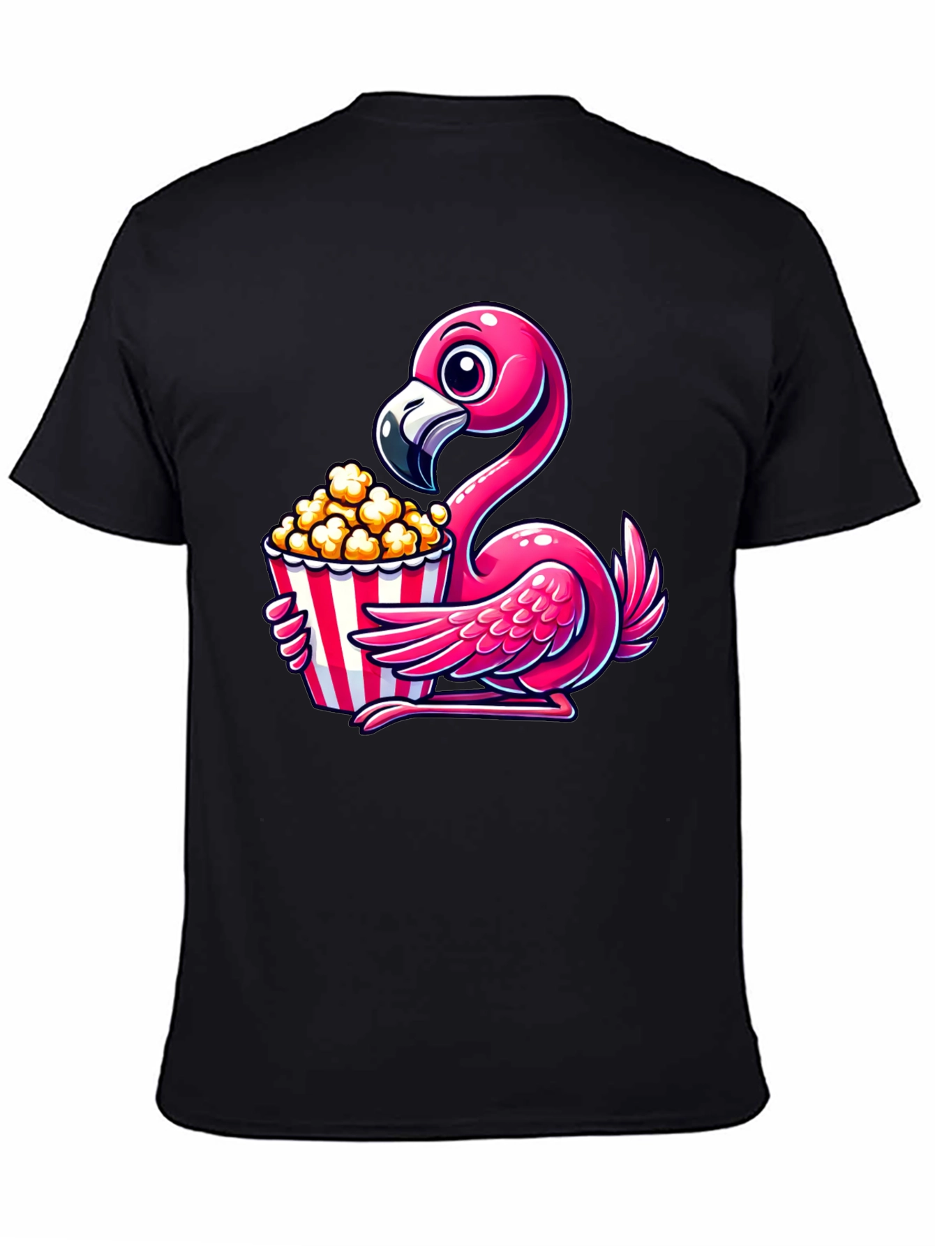 Black Flamingo Popcorn Graphic T-Shirt view 4