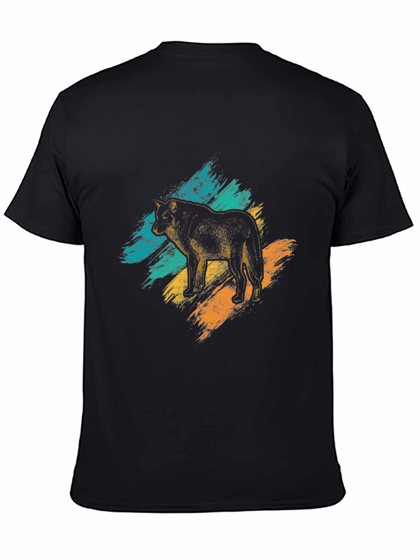 Black Wolf Graphic Tee - Brushstroke Design view 4