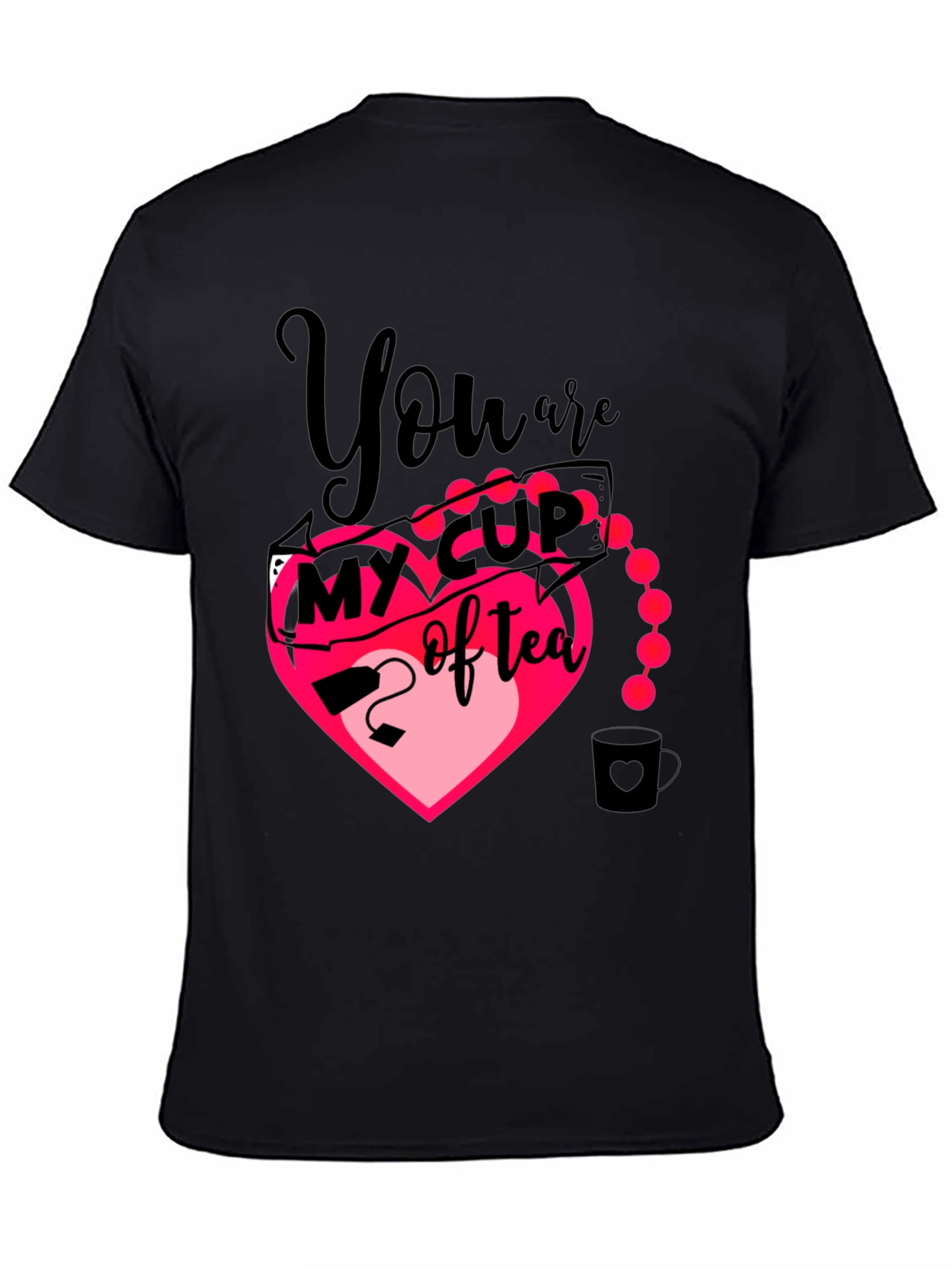 Black My Cup of Tea Heart Graphic T-Shirt view 4