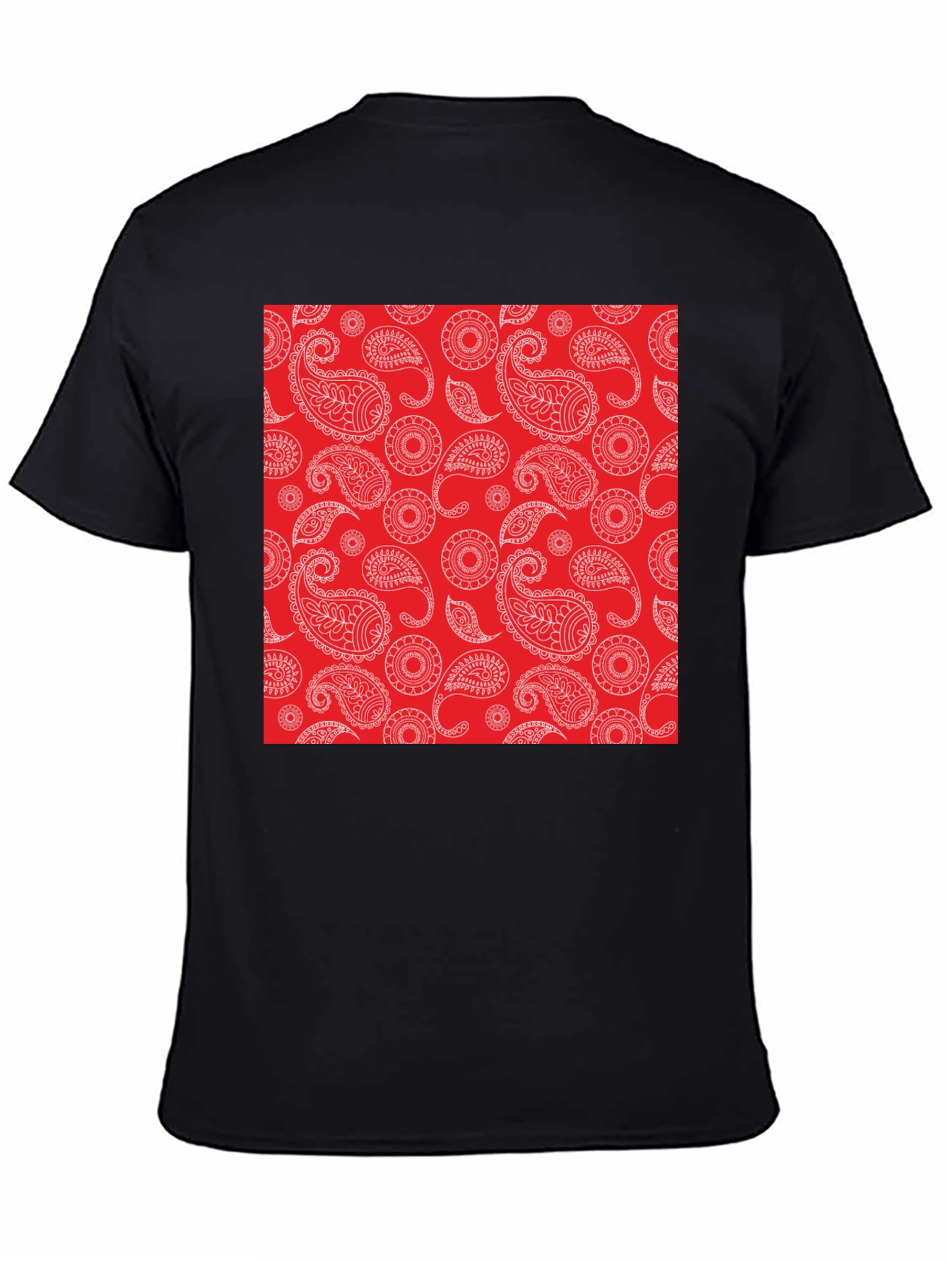 Black Paisley Pattern Black T-Shirt view 4