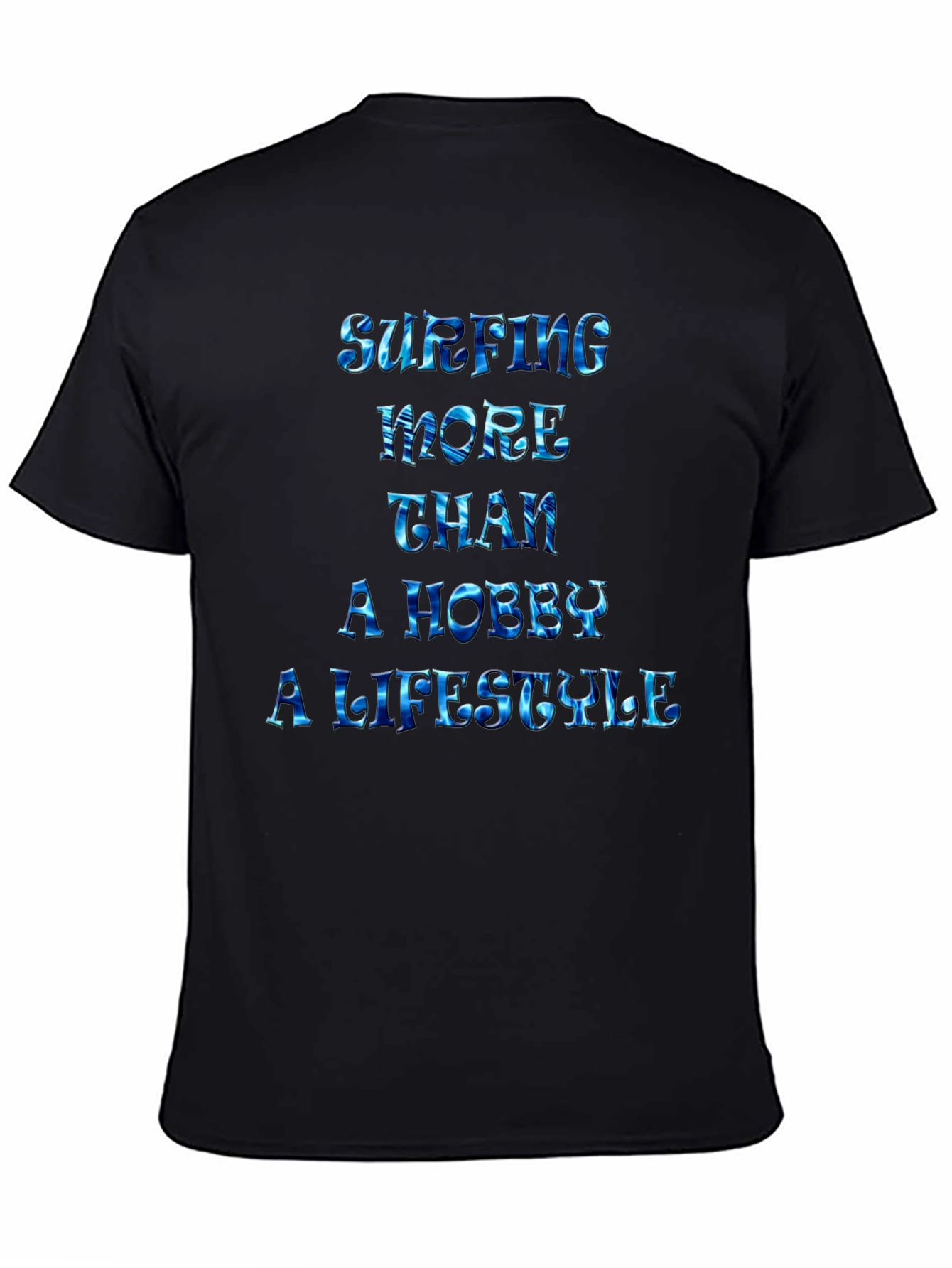 Black Surfing Lifestyle Graphic Tee - Black Casual T-Shirt view 4