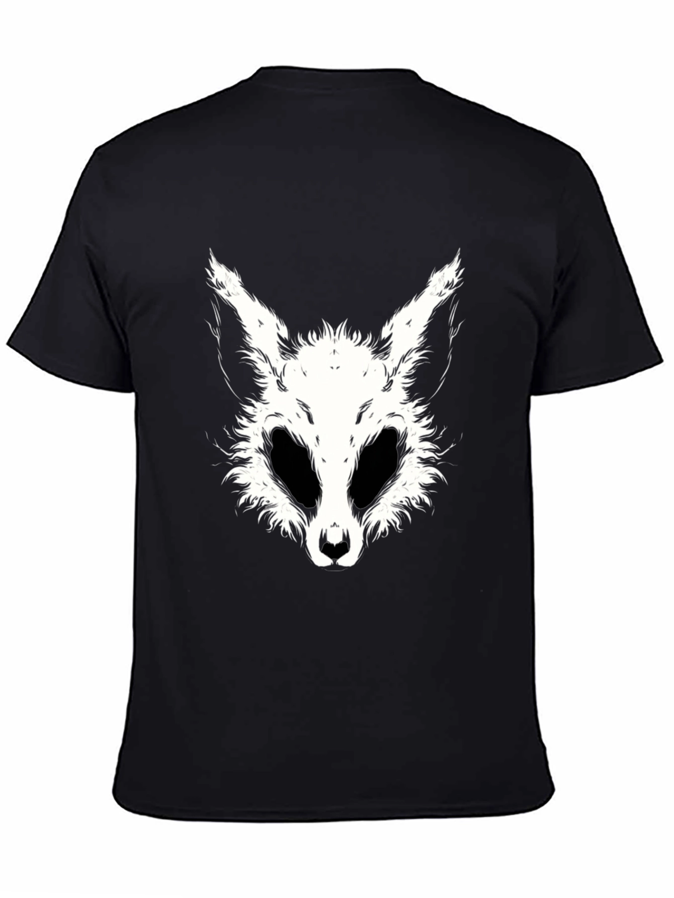 Black Black T-Shirt with White Animal Face Graphic view 4