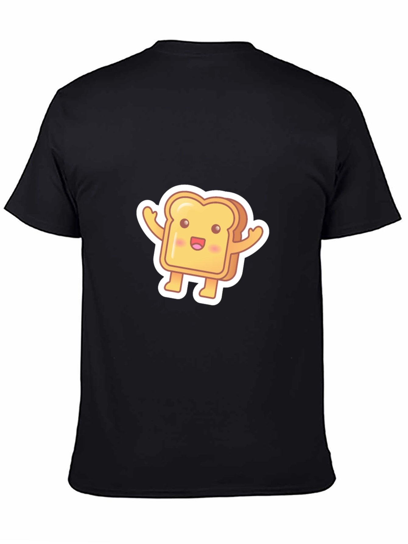 Black Cute Toast Cartoon Black T-Shirt view 4