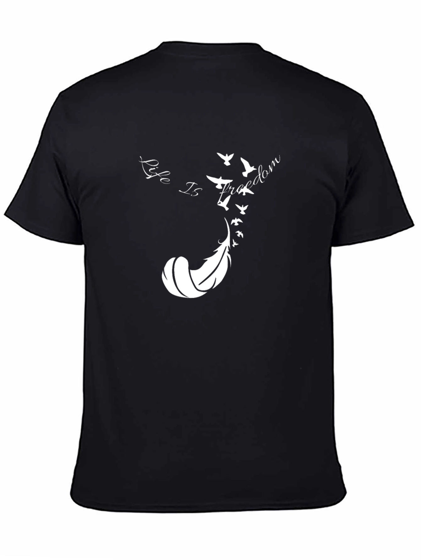 Black Feather & Birds Graphic Black T-Shirt view 4