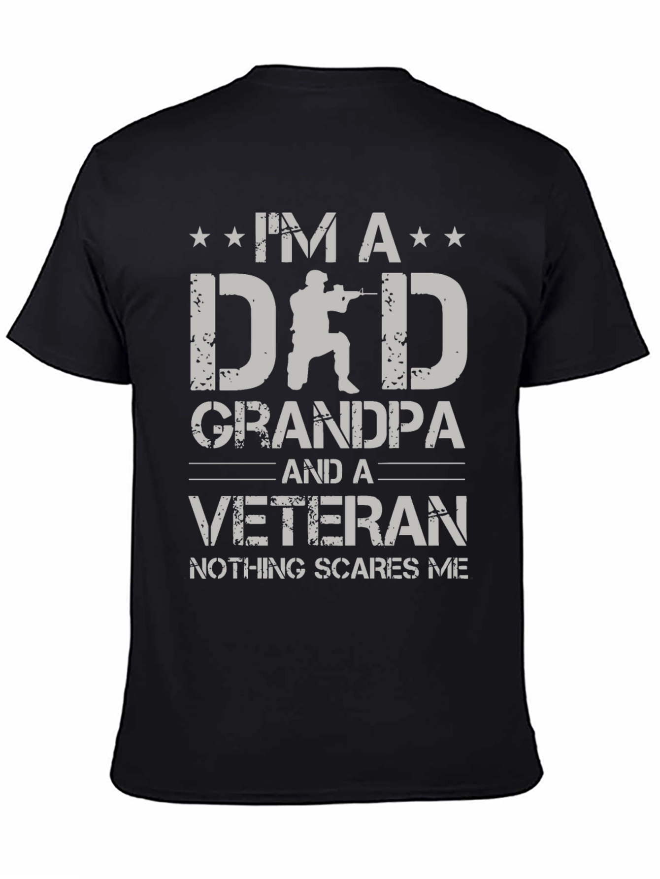 Black I'm a Dad Grandpa Veteran T-Shirt view 4
