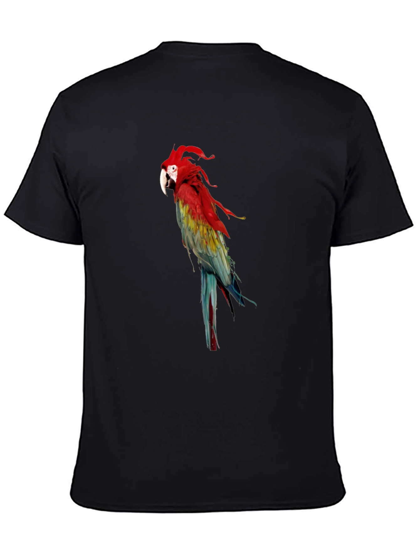 Black Parrot Graphic Tee - Vivid Bird Print T-Shirt view 4