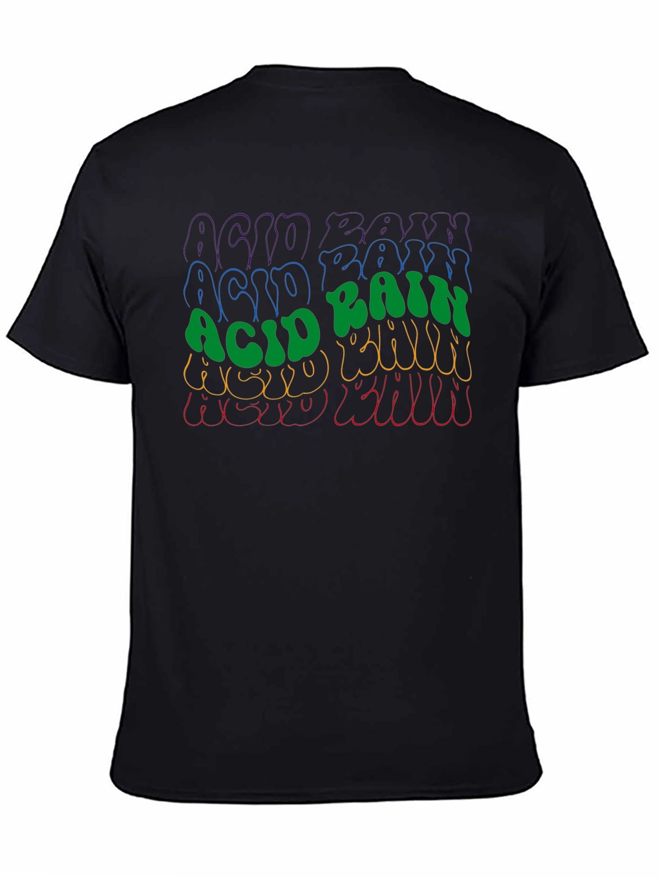 Black Retro Acid Rain Graphic T-Shirt - Cool Style view 4