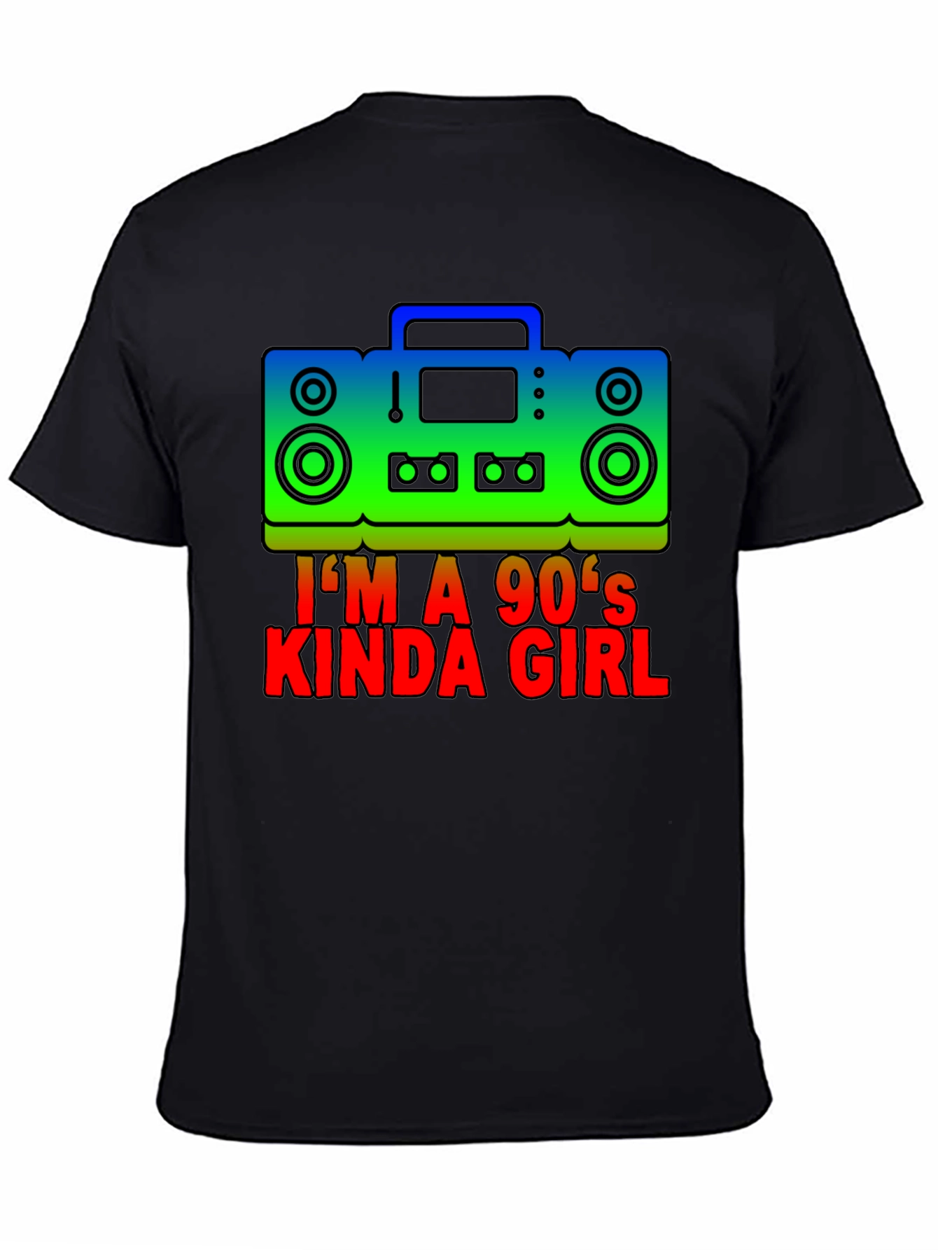 Black I'm a 90's Kinda Girl Retro Boombox T-Shirt view 4
