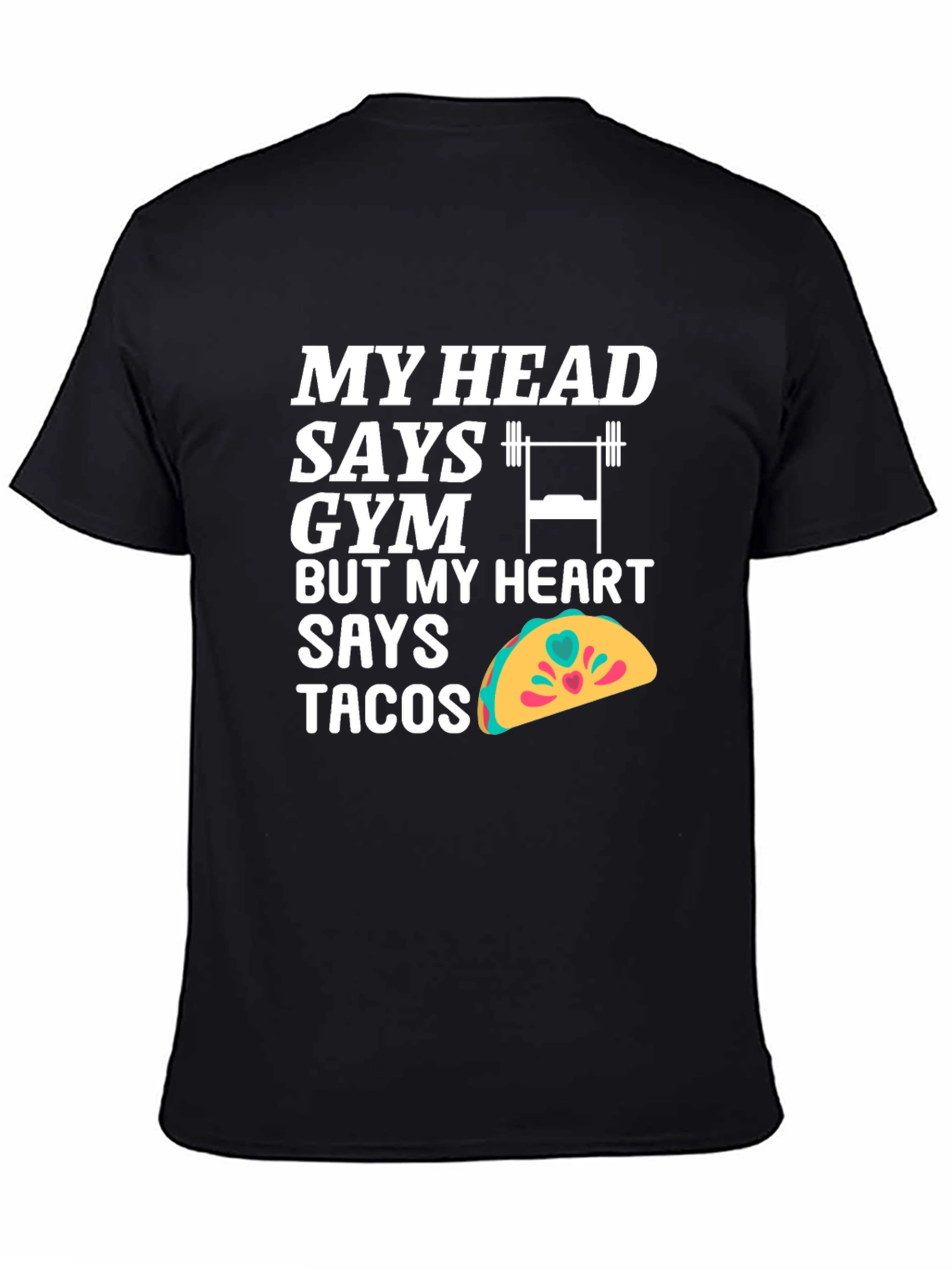 Black Funny Gym and Taco Lover T-Shirt view 4